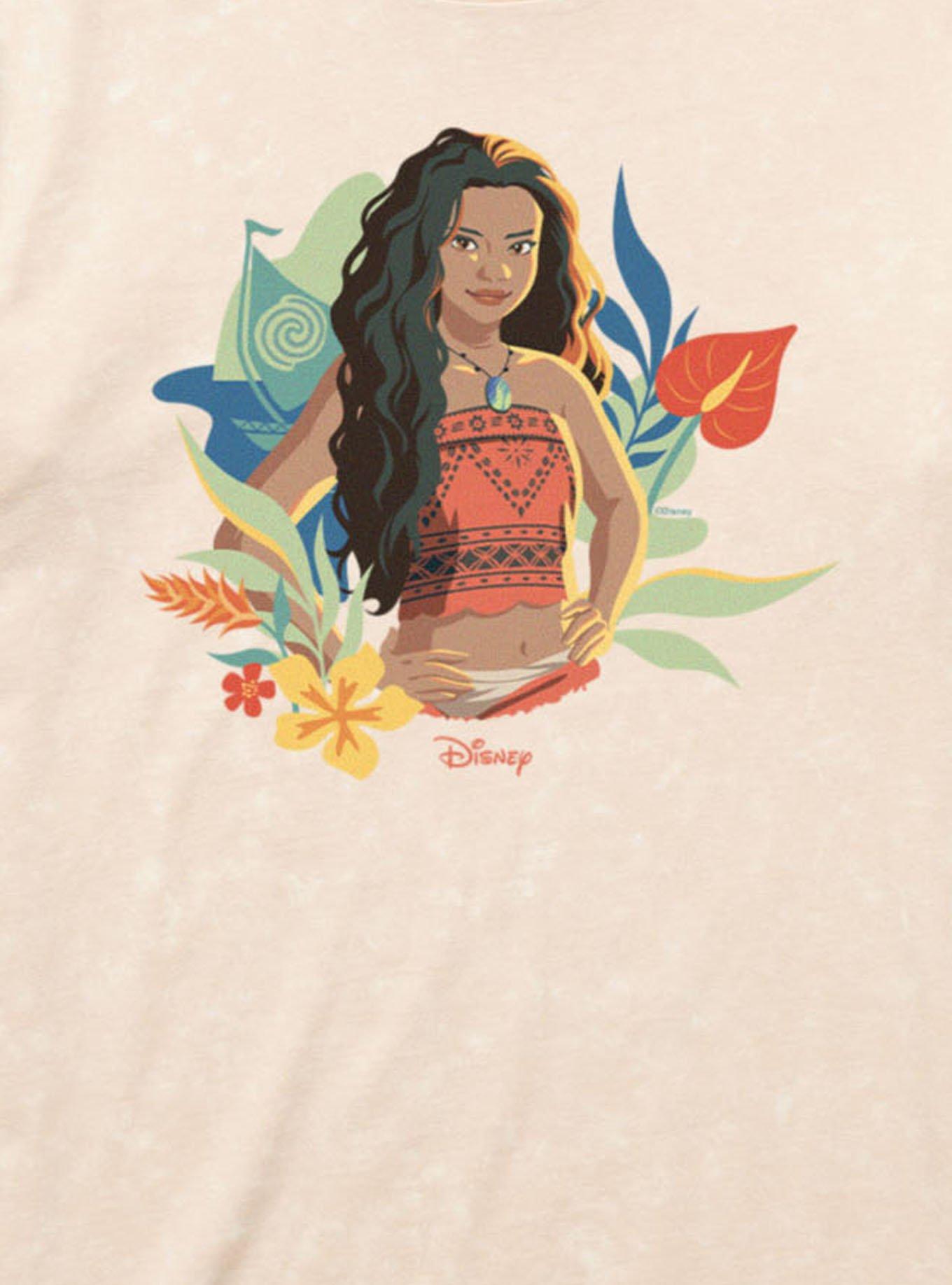 Disney Moana Floral Portrait Mineral Wash T-Shirt, , hi-res