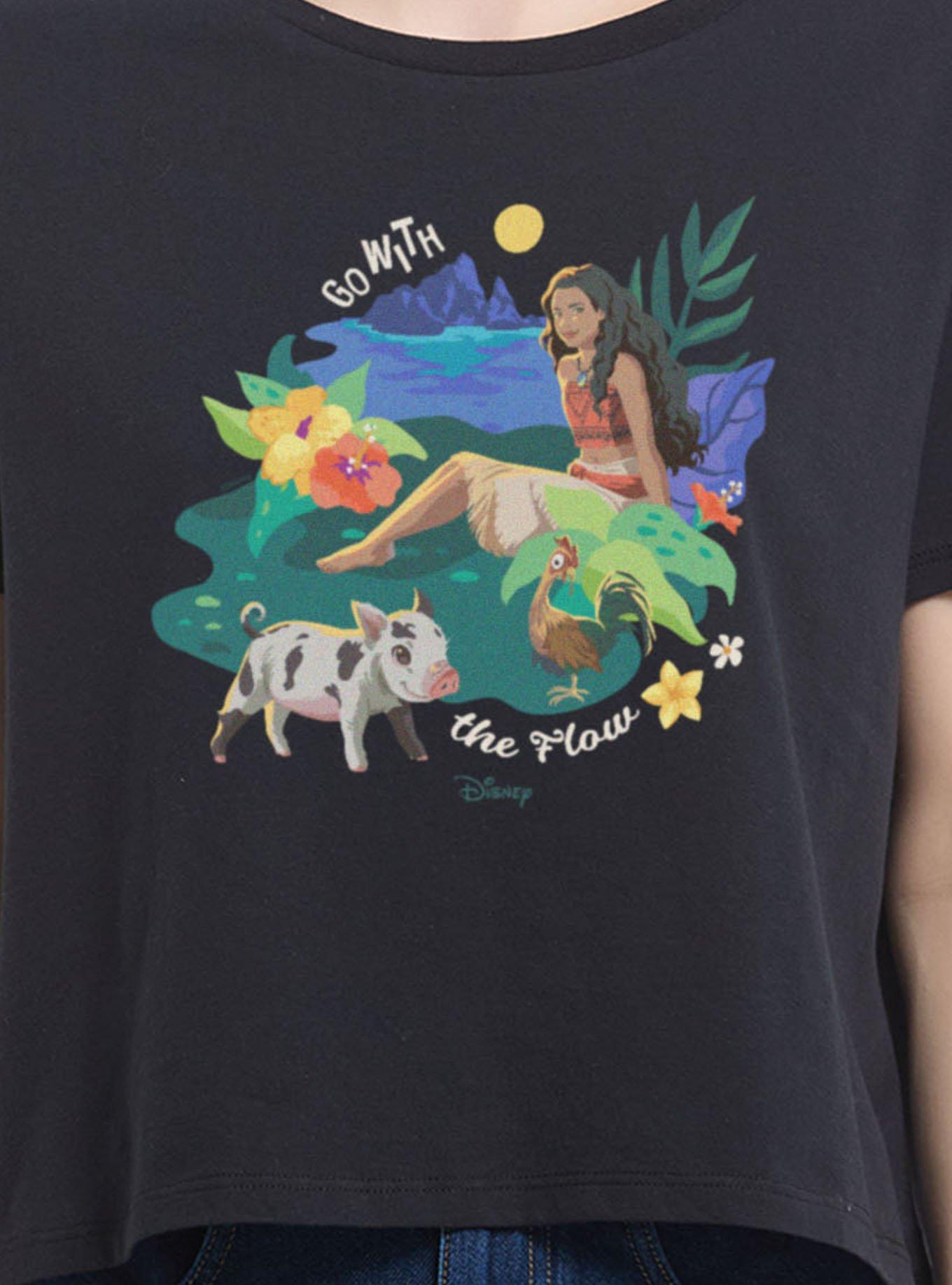 Disney Moana Go With The Flow Womens Boxy Crop T-Shirt, , hi-res
