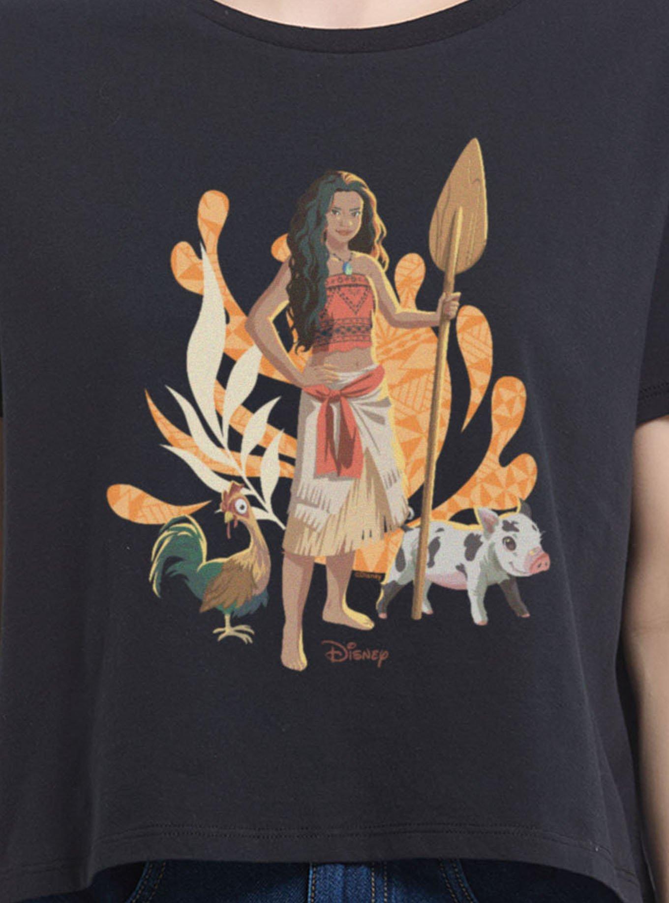 Disney Moana With Hei Hei And Pua Womens Boxy Crop T-Shirt, , hi-res