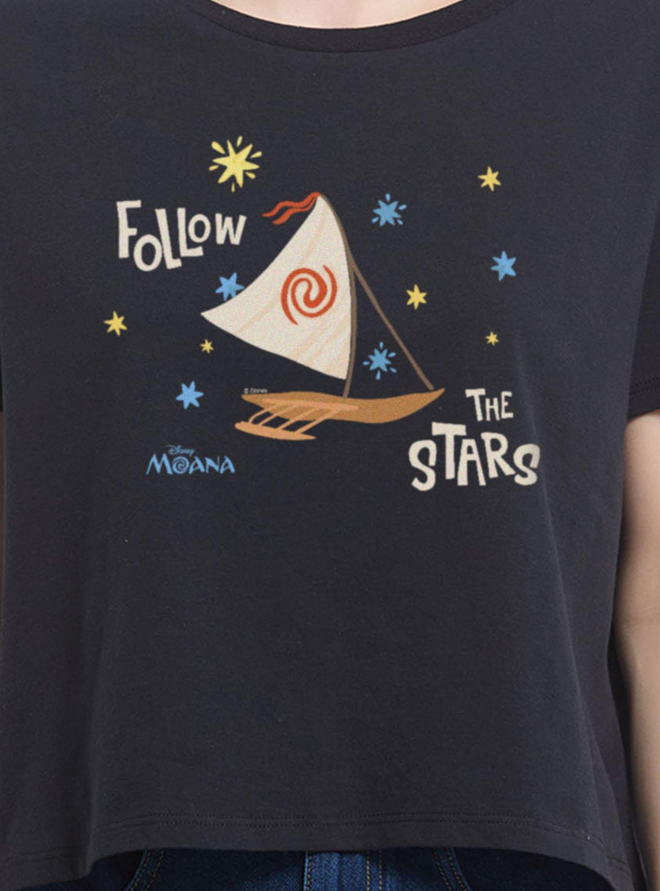 Disney Moana Follow The Stars Boat Womens Boxy Crop T-Shirt Box Lunch Exclusive, , hi-res