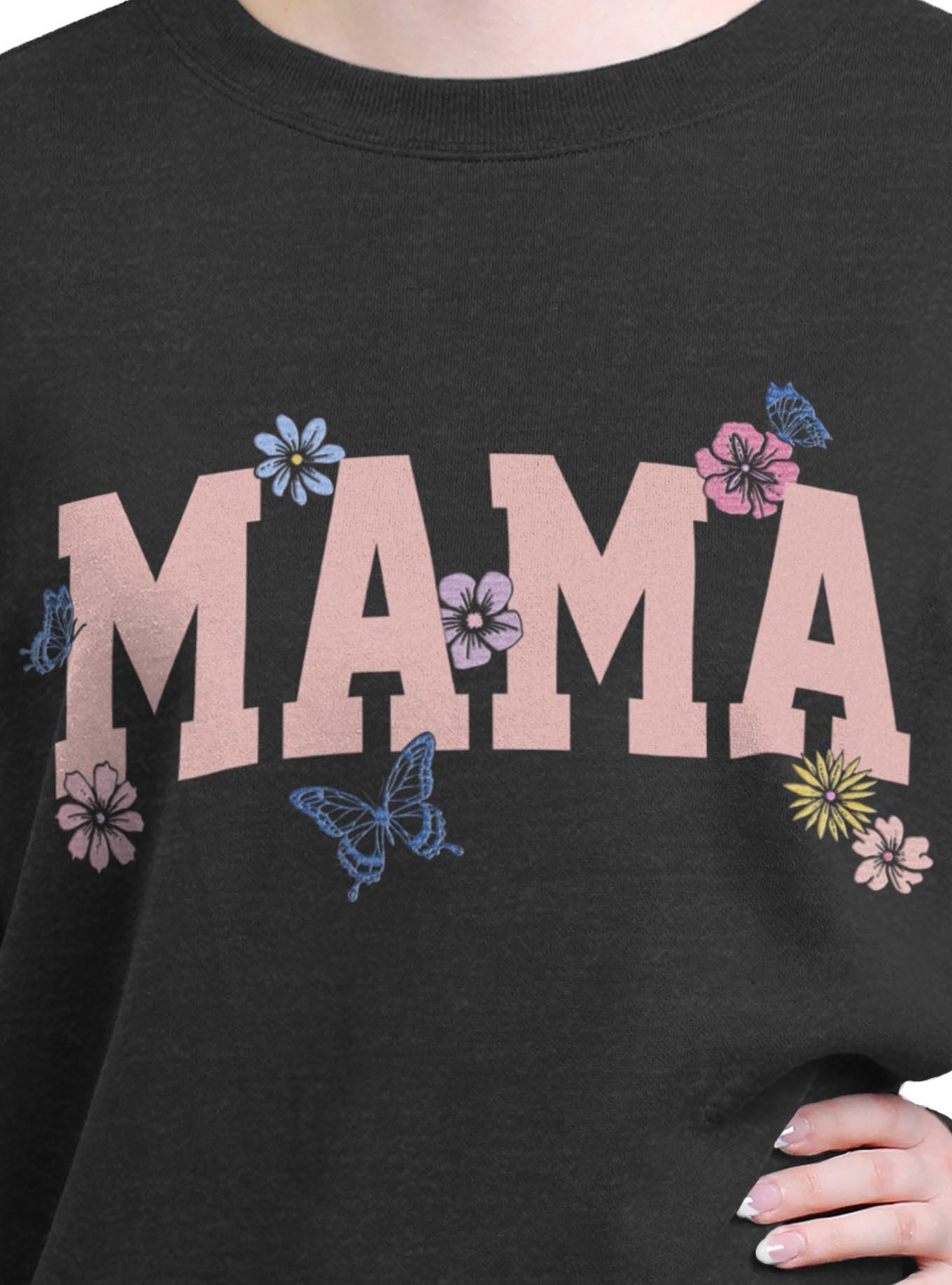 Mama Butterfly and Flowers Girls Oversized Sweatshirt, , hi-res
