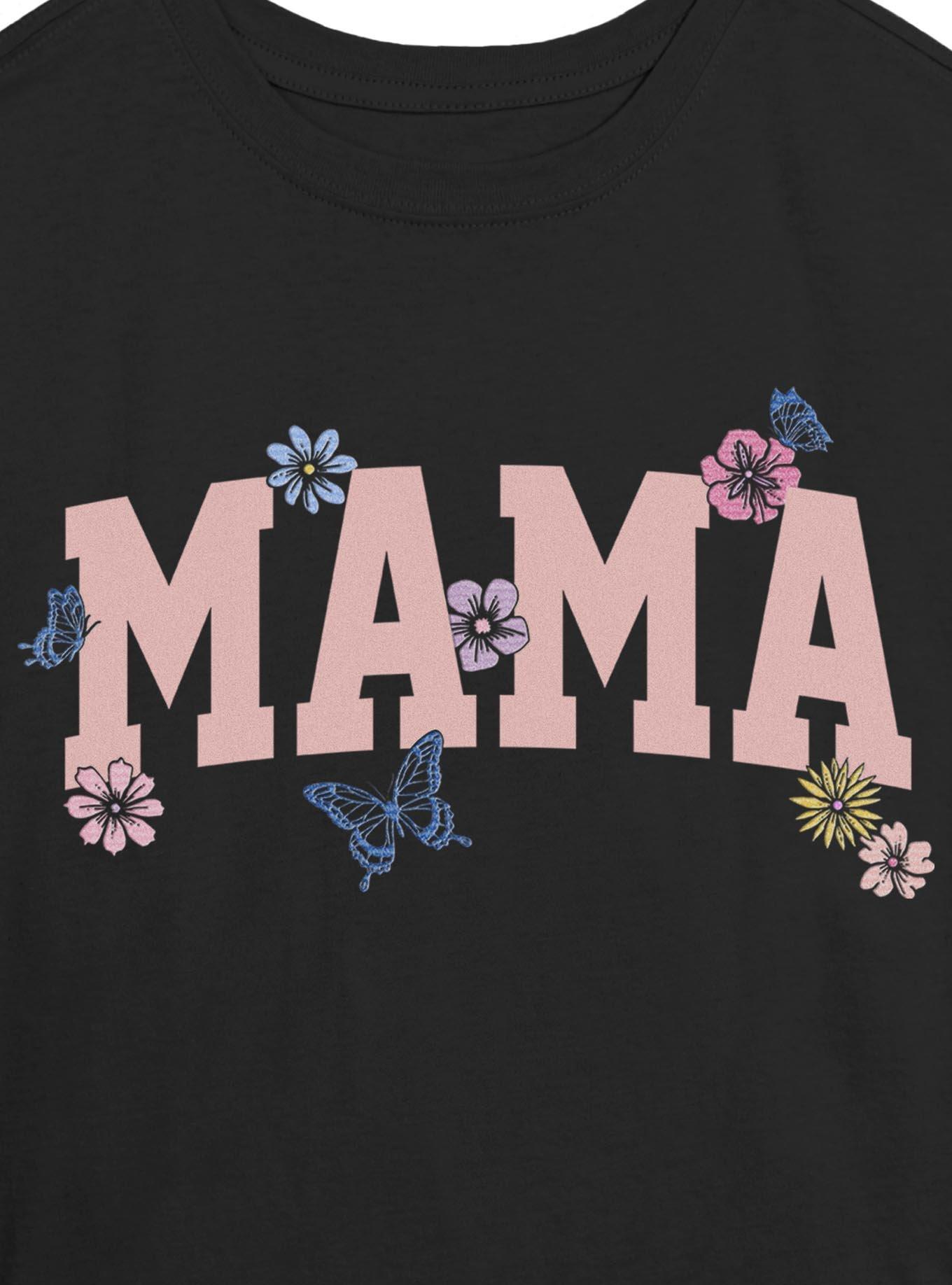 Mama Butterfly and Flowers Girls Skimmer T-Shirt, , hi-res