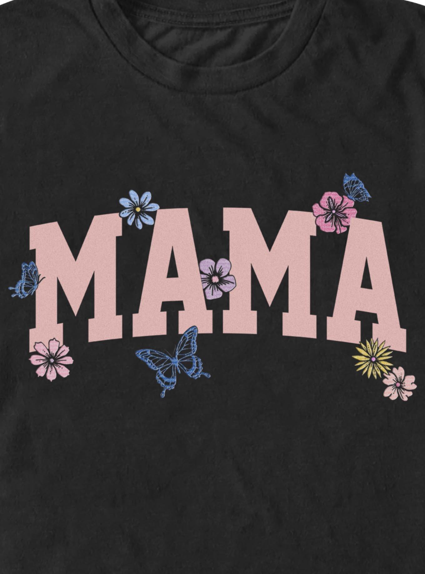 Mama Butterfly and Flowers T-Shirt, , hi-res