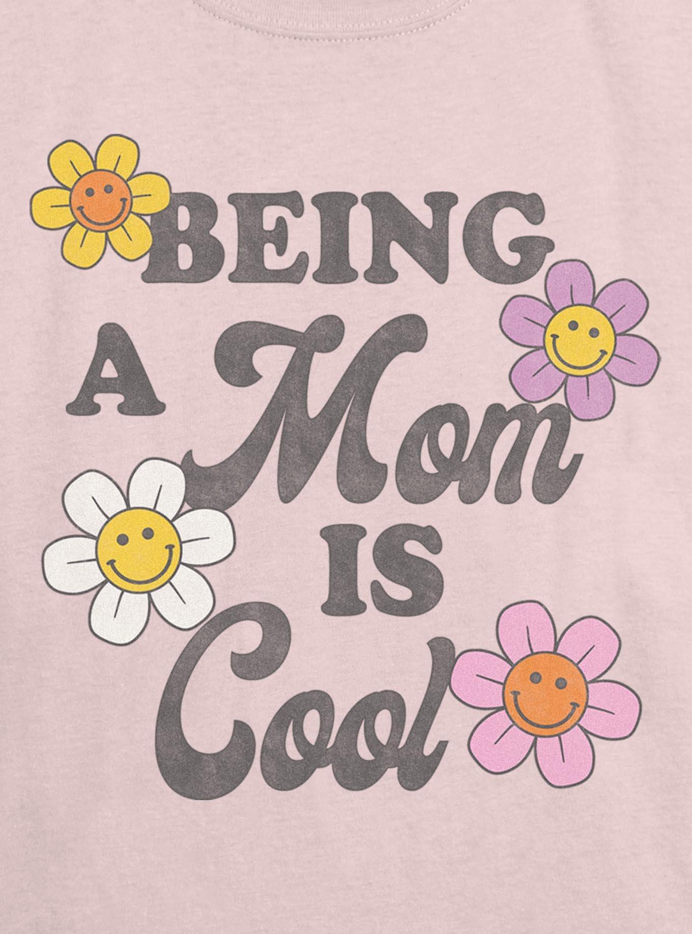 Being A Mom Is Cool Smiley Flowers Girls Skimmer T-Shirt, BLUSH, alternate