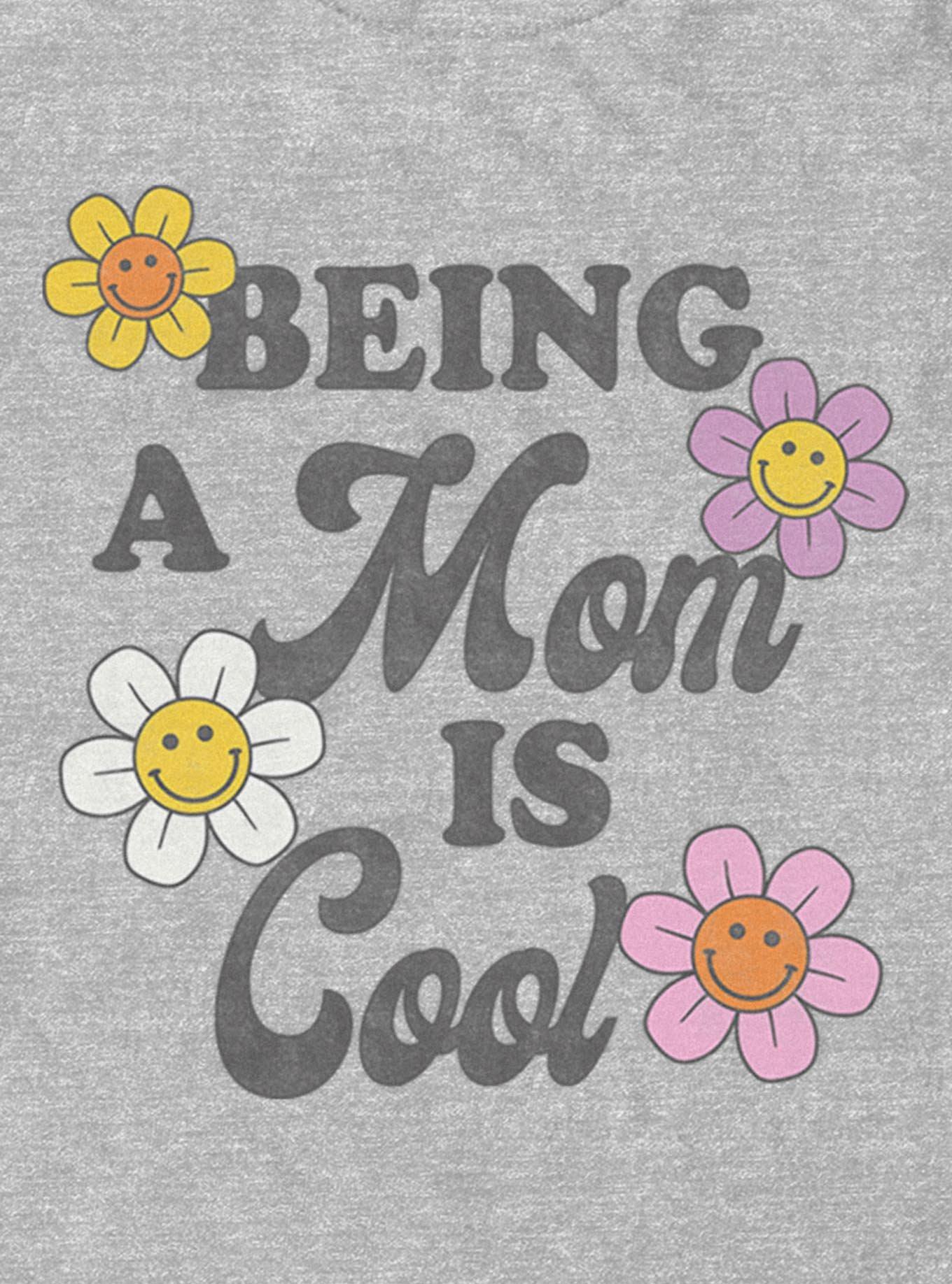 Being A Mom Is Cool Smiley Flowers T-Shirt, , hi-res