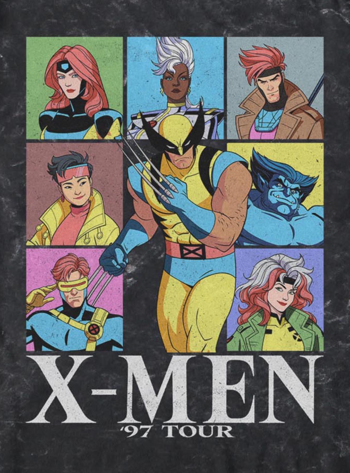 Marvel X-Men '97 Group Tour Mineral Wash T-Shirt BoxLunch Exclusive, , hi-res