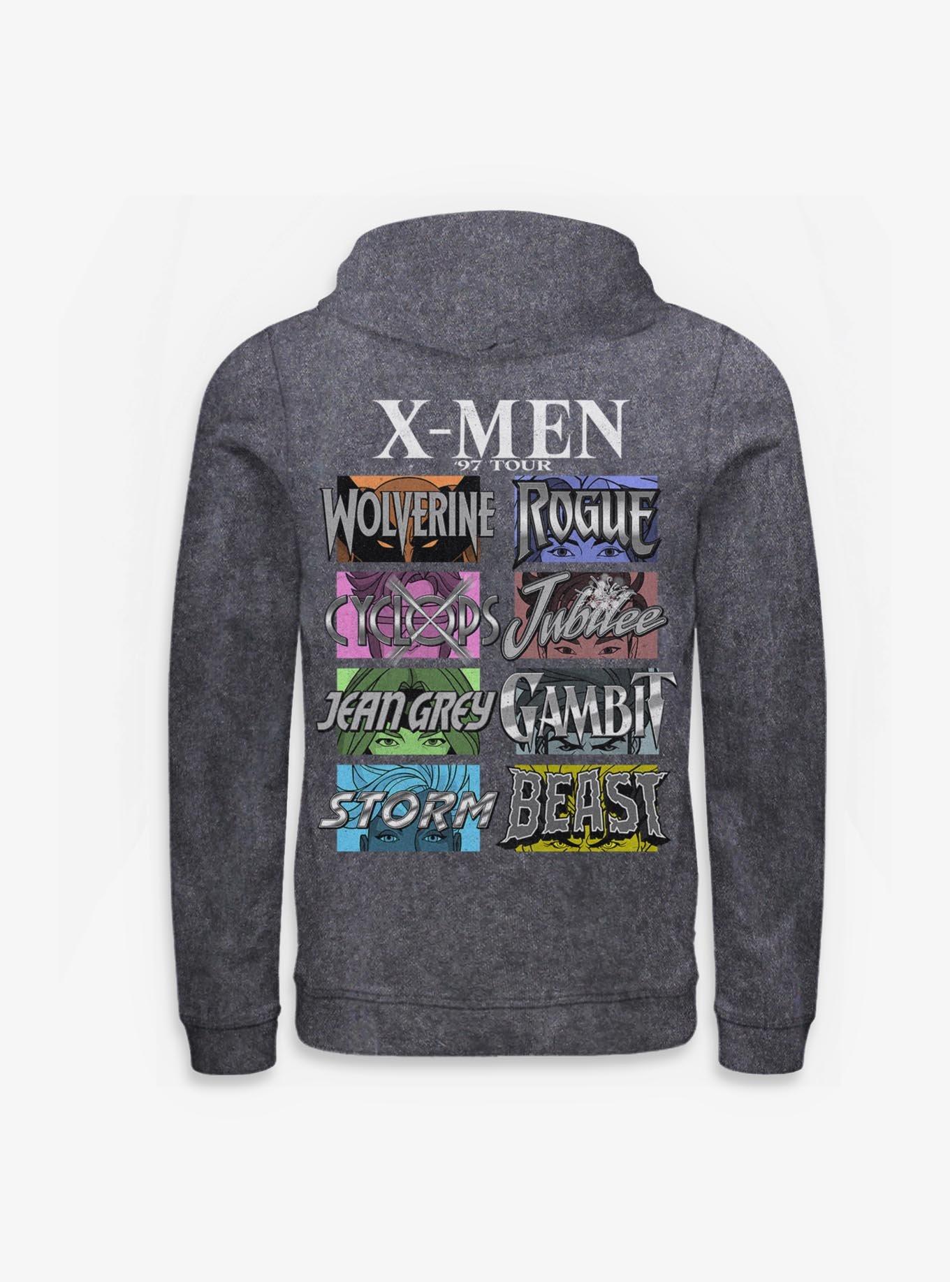 Marvel X-Men '97 Group Tour Mineral Wash Hoodie BoxLunch Exclusive, BLACK, alternate