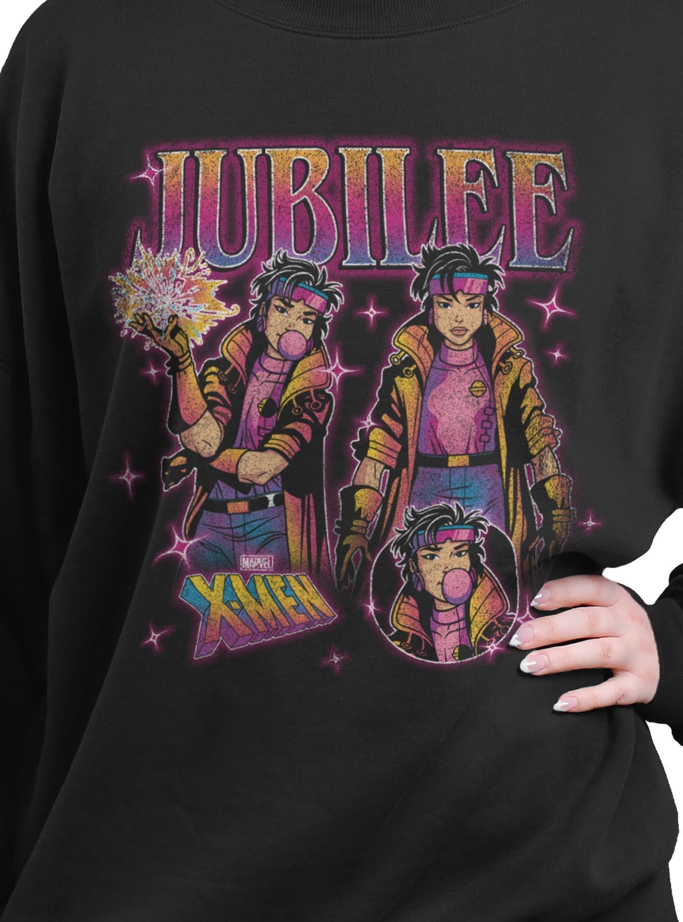 Marvel X-Men Jubilee Girls Oversized Sweatshirt Hot Topic Exclusive, BLACK, alternate