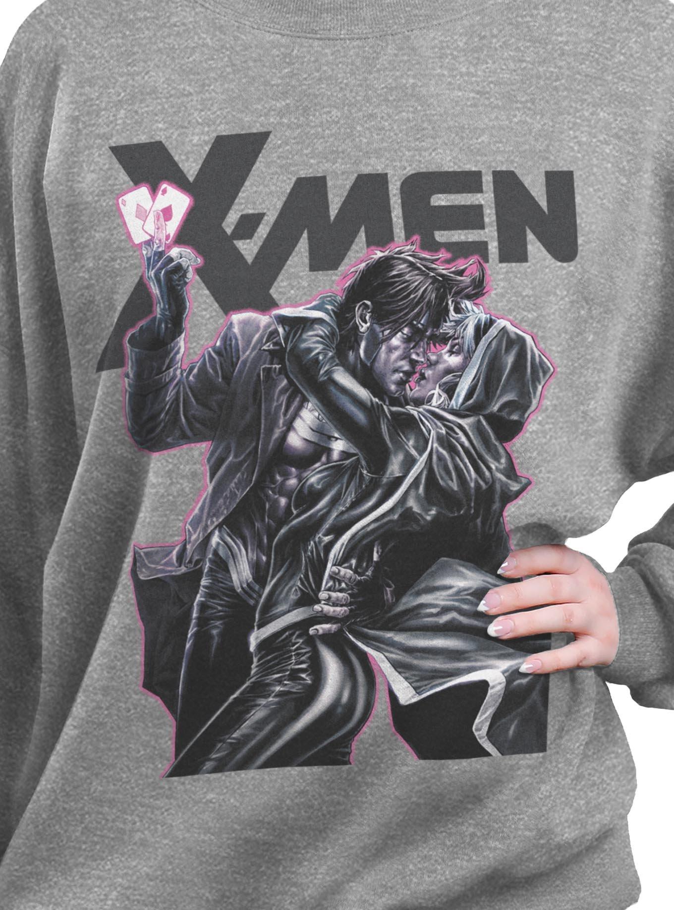 Marvel X-Men Rogue & Gambit Kiss Girls Oversized Sweatshirt Hot Topic Exclusive, , hi-res