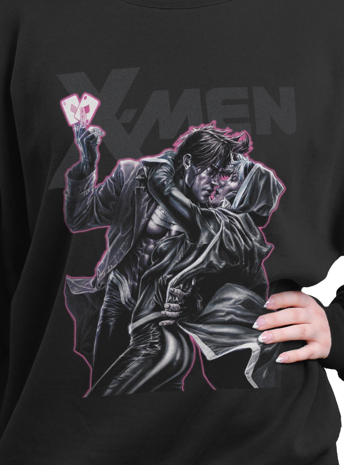 Marvel X-Men Rogue & Gambit Kiss Girls Oversized Sweatshirt Hot Topic Exclusive, , hi-res