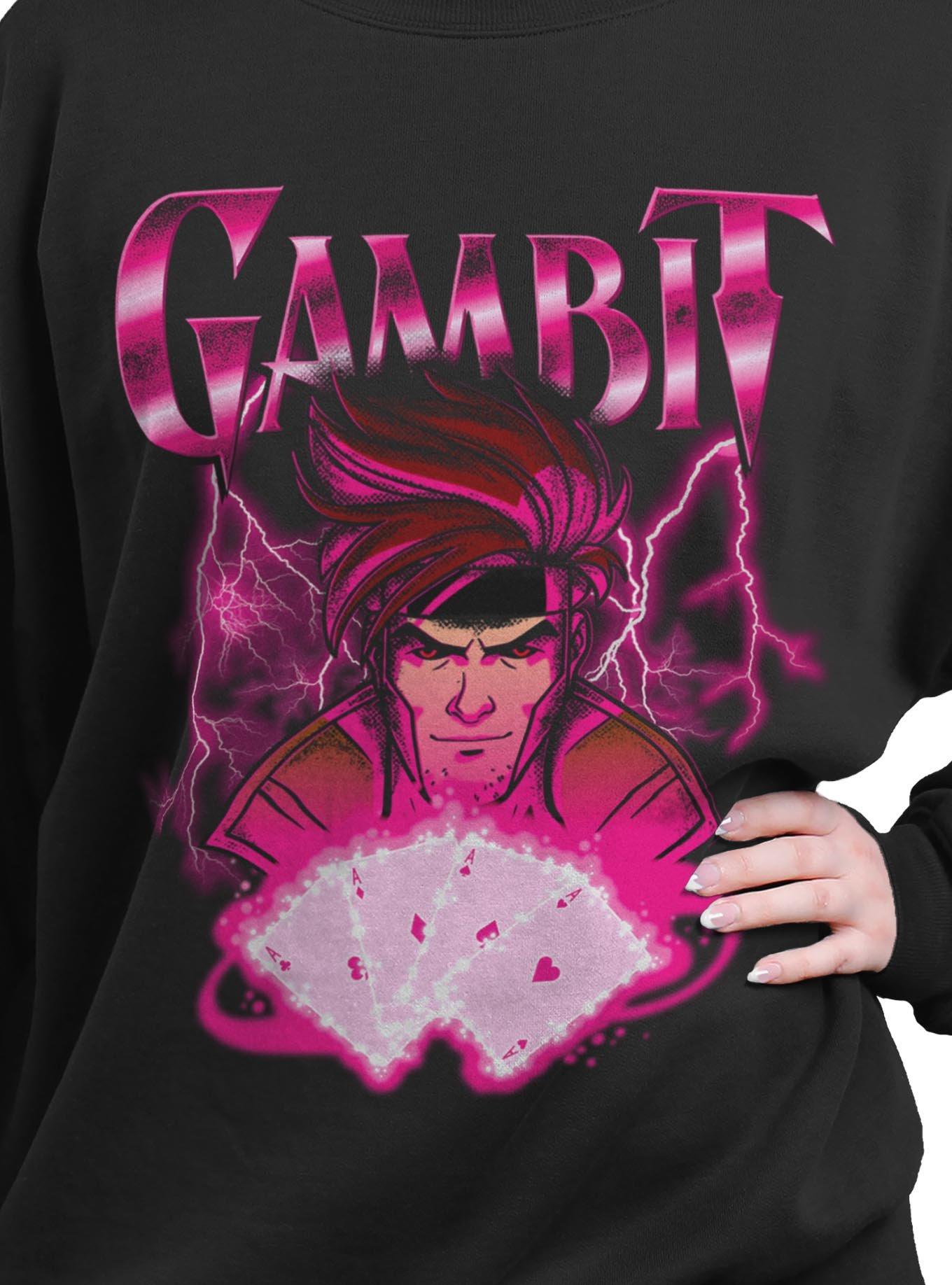 Marvel X-Men '97 Gambit Cards Girls Oversized Sweatshirt Hot Topic Exclusive, , hi-res