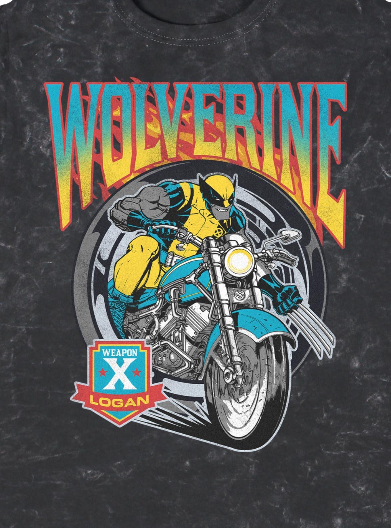 Marvel X-Men Wolverine Flames And Wheels Mineral Wash T-Shirt Hot Topic Exclusive, , hi-res