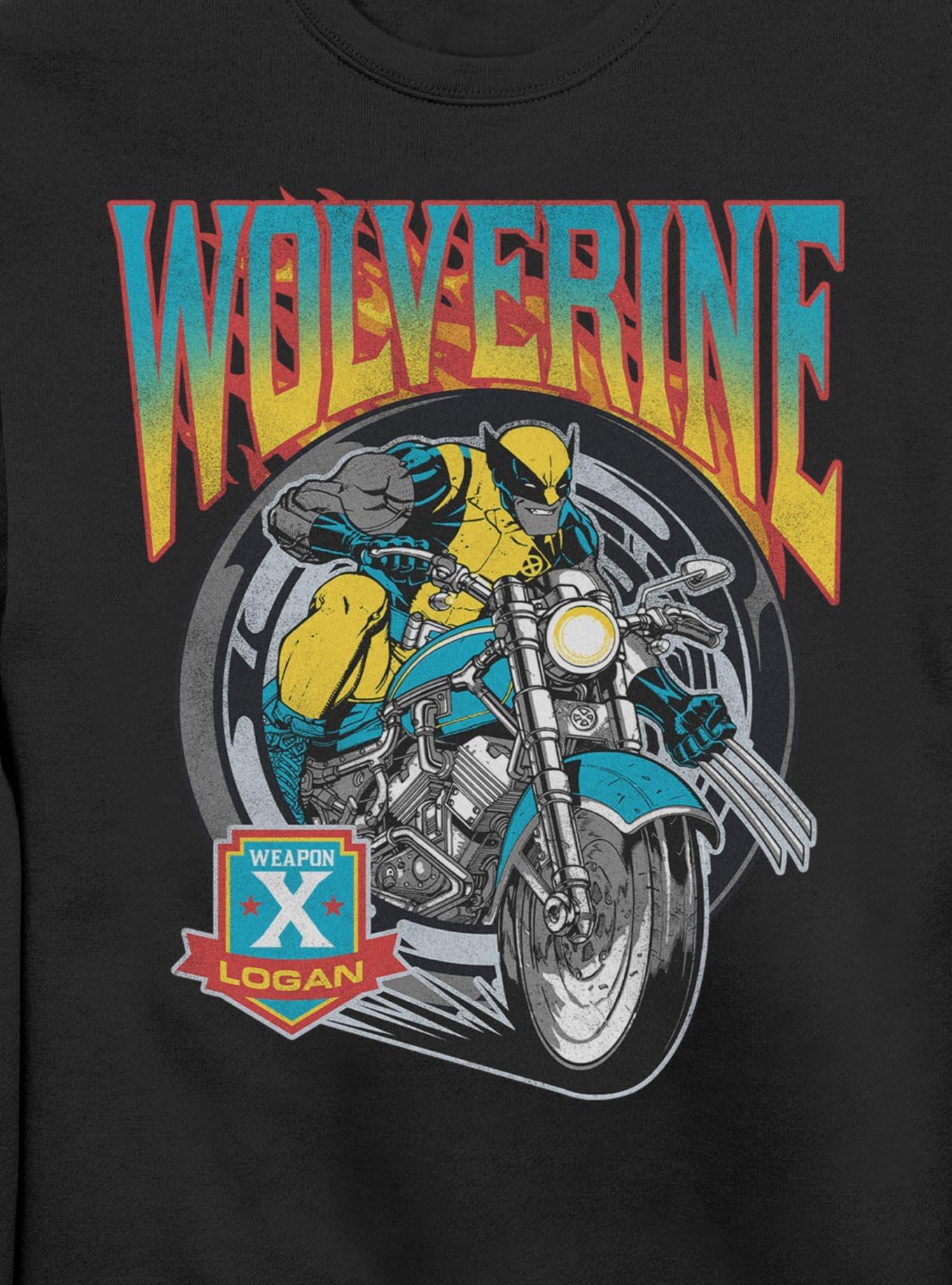Marvel X-Men Wolverine Flames And Wheels Sweatshirt Hot Topic Exclusive, , hi-res