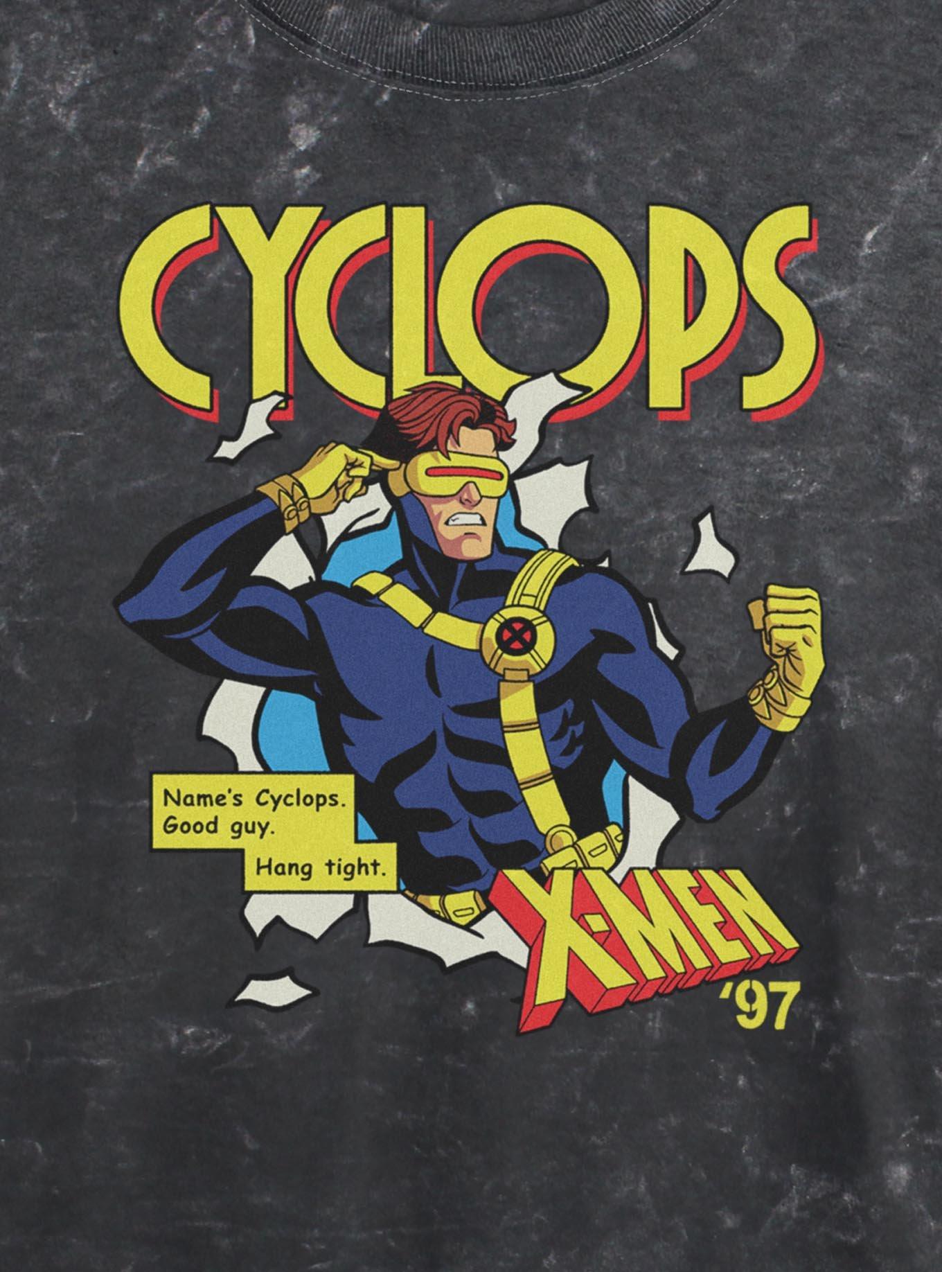 Marvel X-Men '97 Comic Cyclops Girls Mineral Wash Crop T-Shirt Hot Topic Exclusive, , hi-res