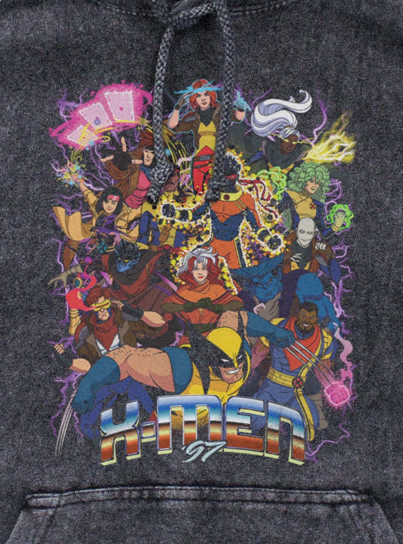 Marvel X-Men '97 Epic Team Mineral Wash Hoodie Hot Topic Exclusive, , hi-res