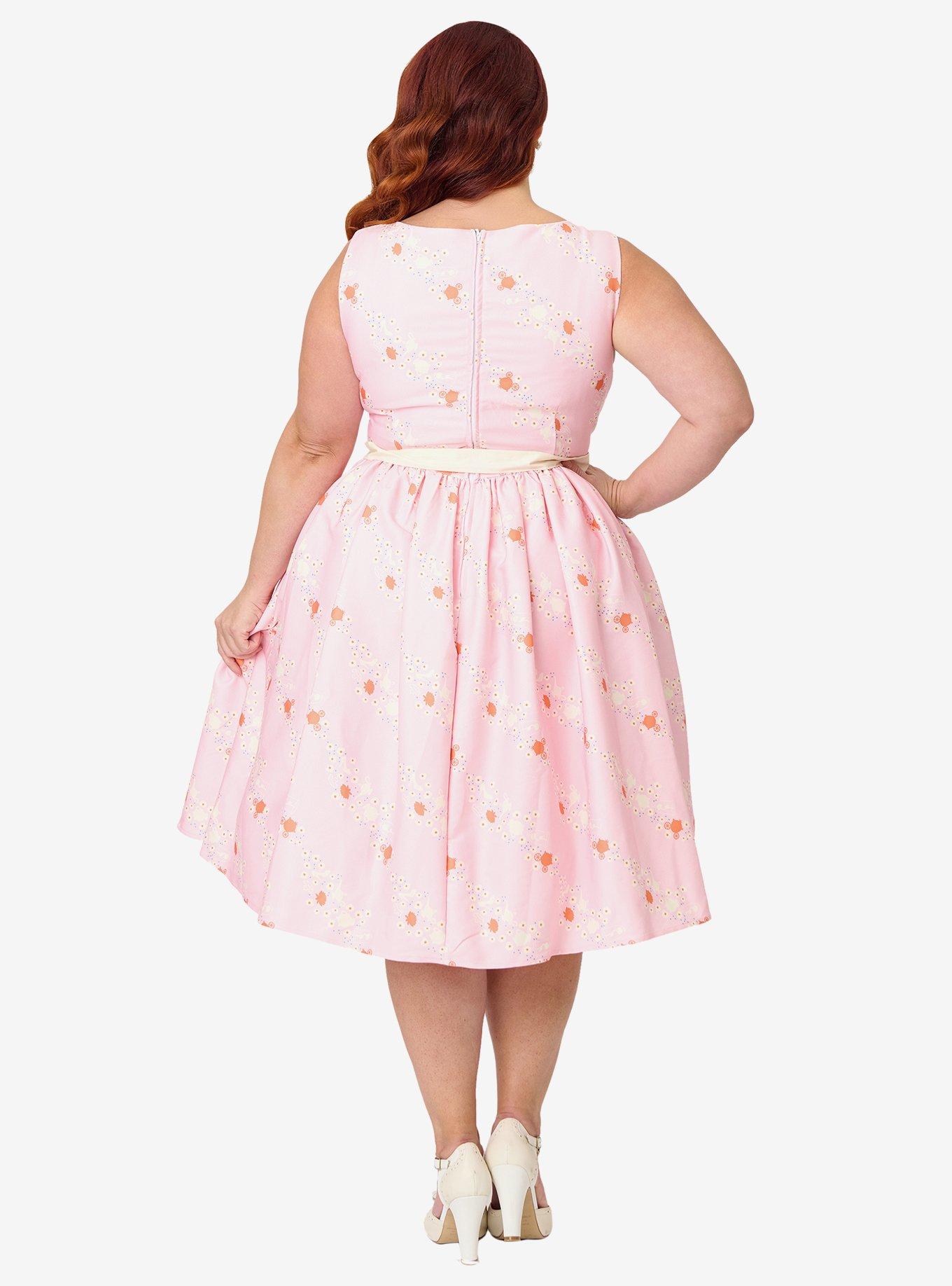 Disney Princess Collection by Unique Vintage Plus Size Pink Princess Sleeveless Swing Dress, , hi-res