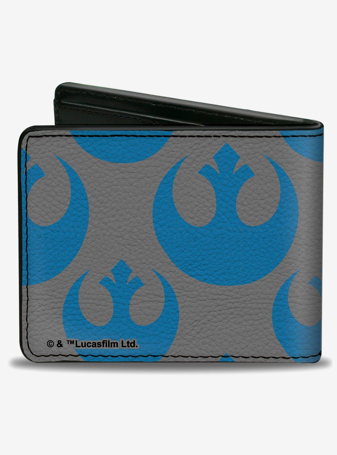 Star Wars R2D2 Pose and Rebel Alliance Insignia Gray Blue Bifold Wallet, , hi-res