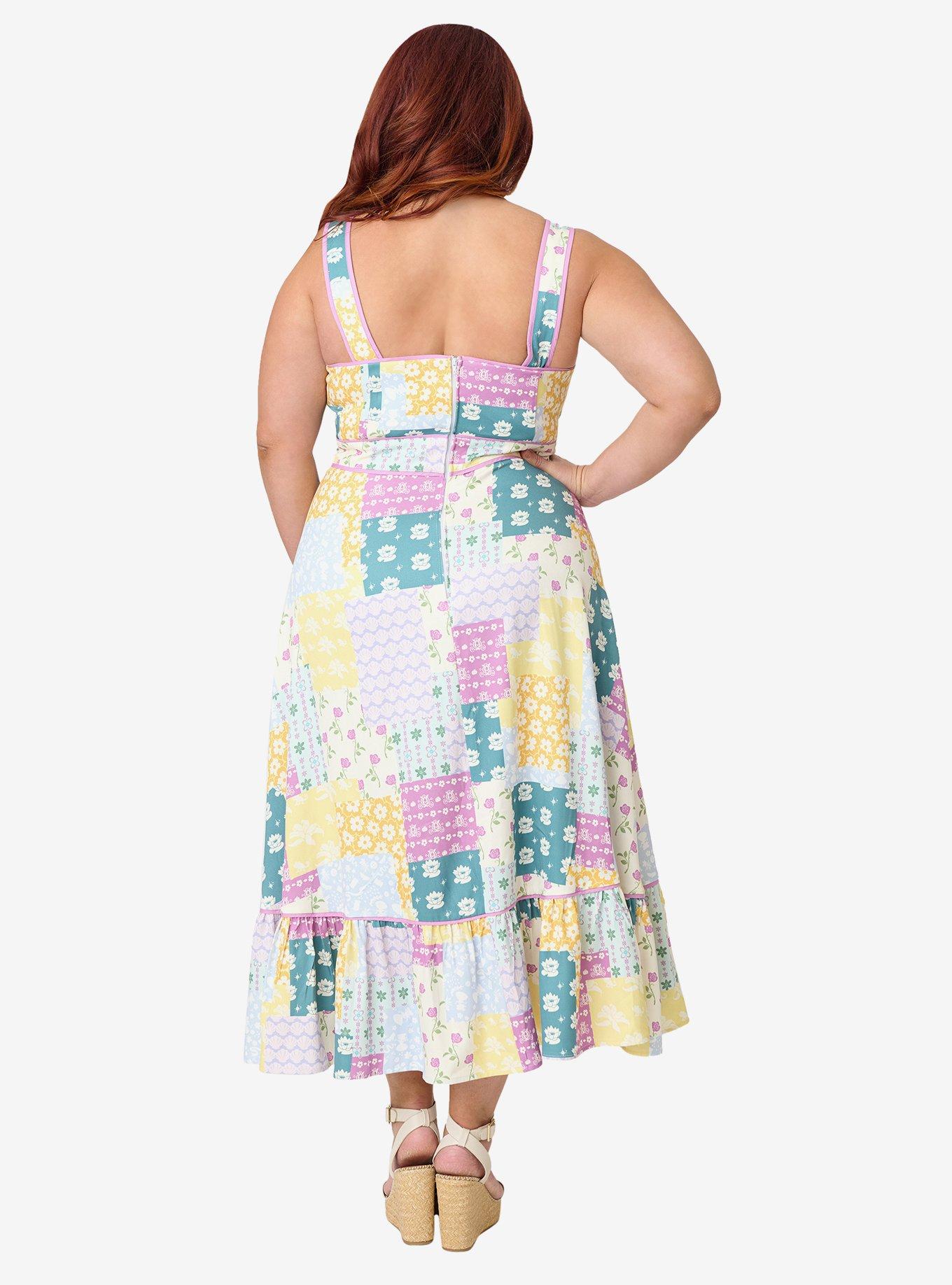 Disney Princess Collection by Unique Vintage Plus Size Patchwork Corset Midi Dress, , hi-res