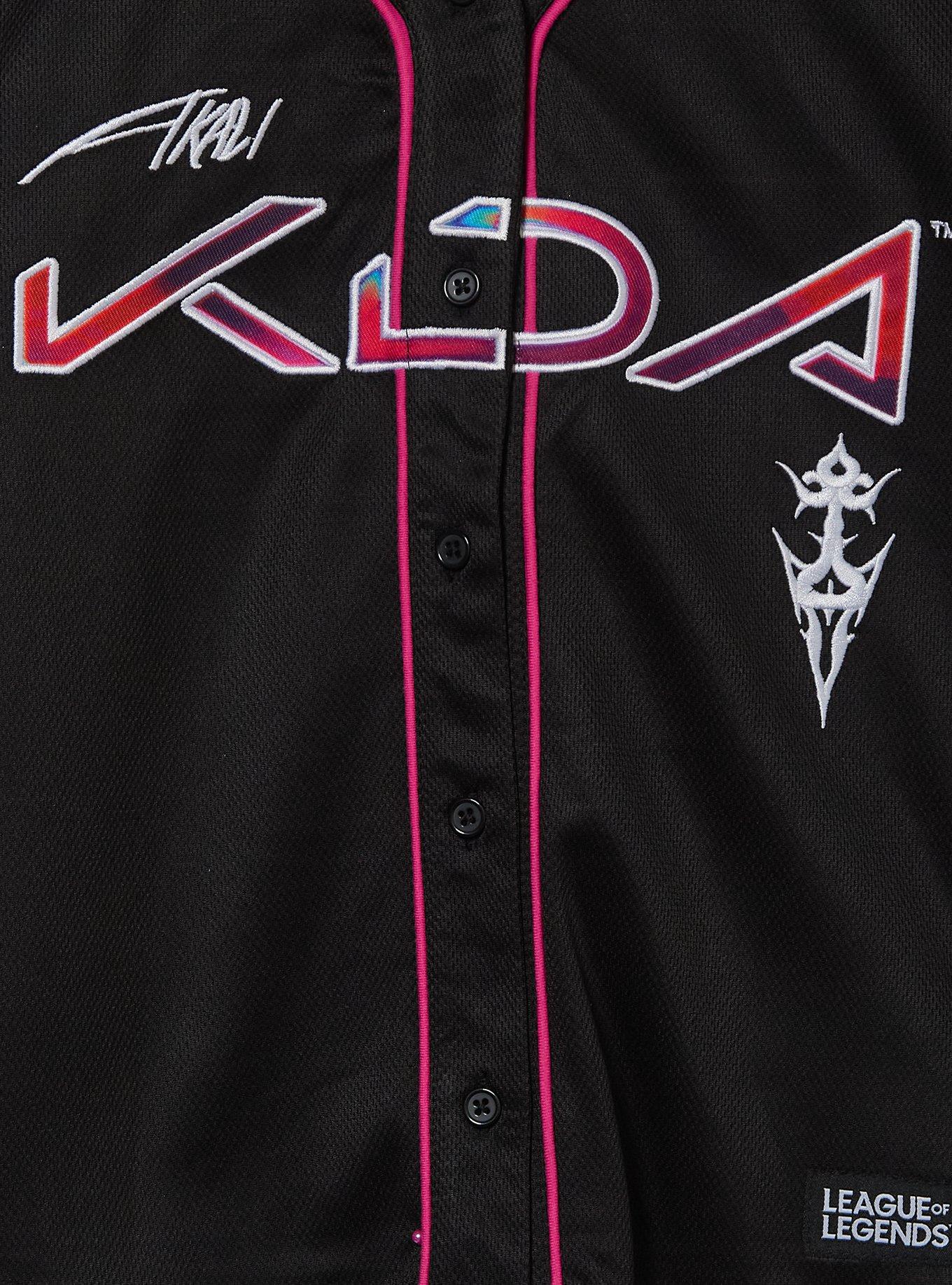 League of Legends K/DA Akali Women's Cropped Baseball Jersey - BoxLunch Exclusive, BLACK, alternate - view 3