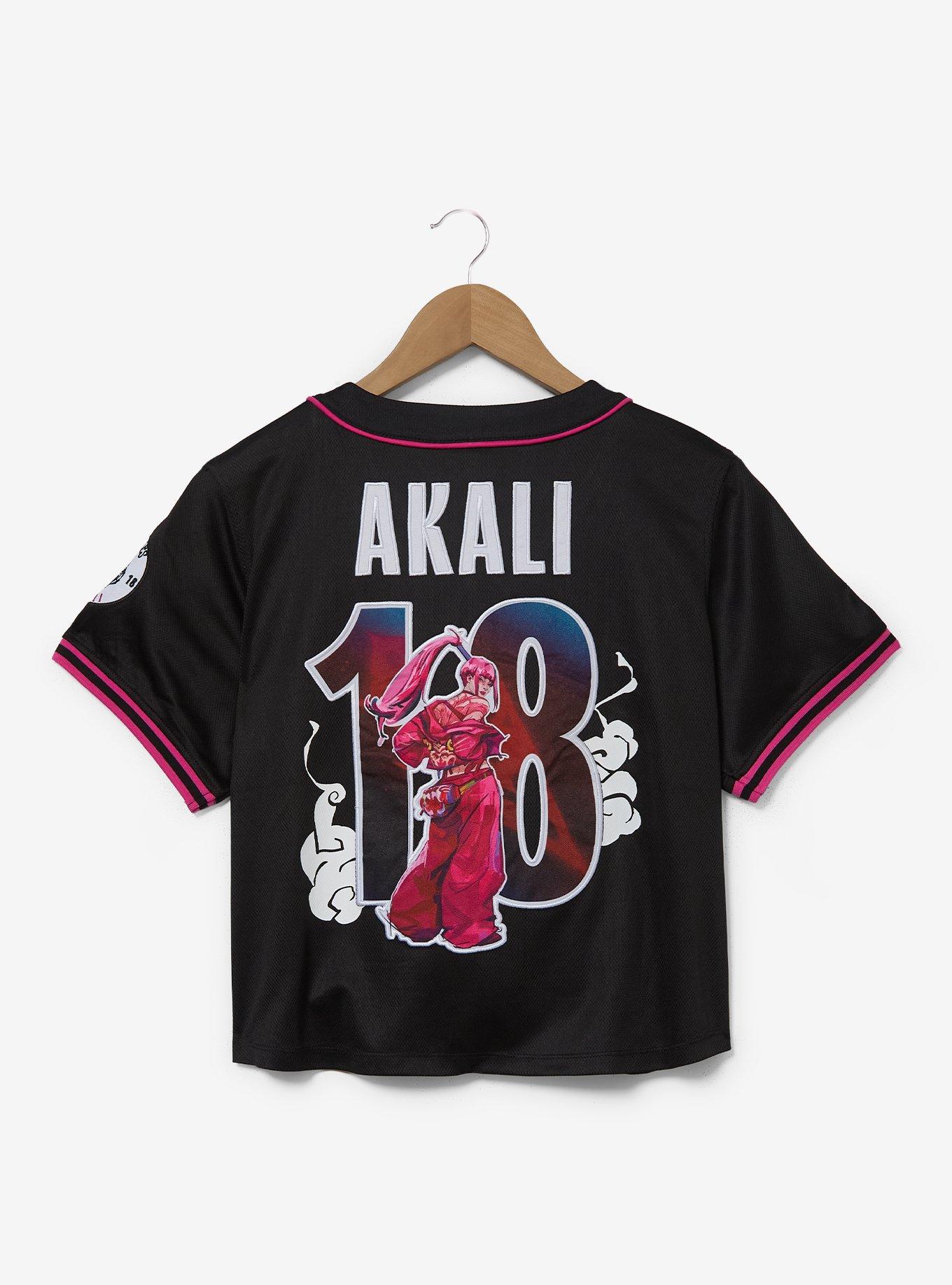League of Legends K/DA Akali Women's Plus Size Cropped Baseball Jersey - BoxLunch Exclusive, BLACK, alternate - view 2