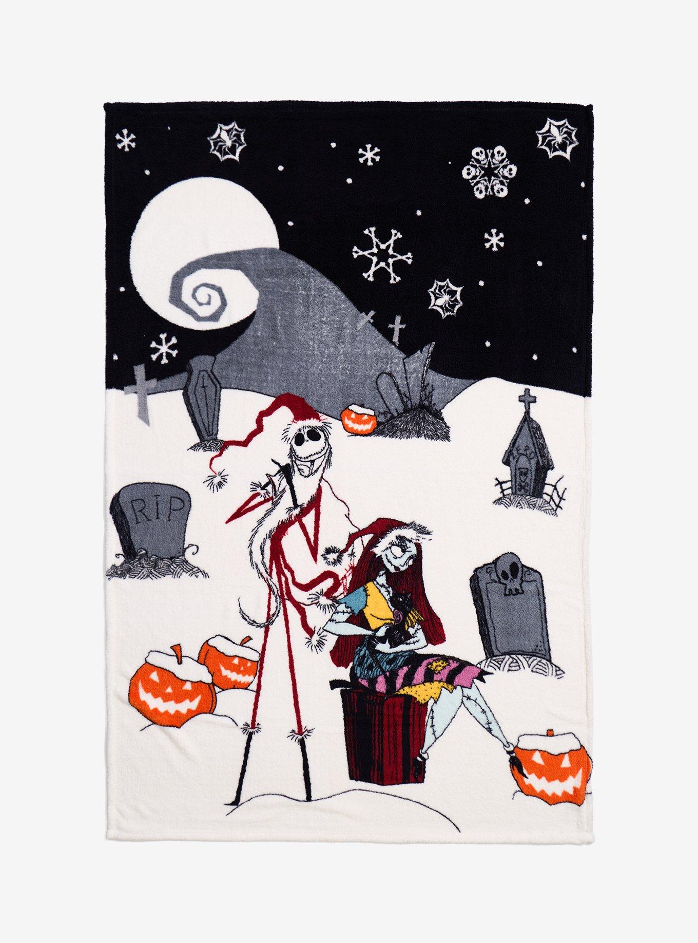 Disney The Nightmare Before Christmas Jack and Sally Snow Scene Sherpa Blanket - BoxLunch Exclusive, , alternate - view 3