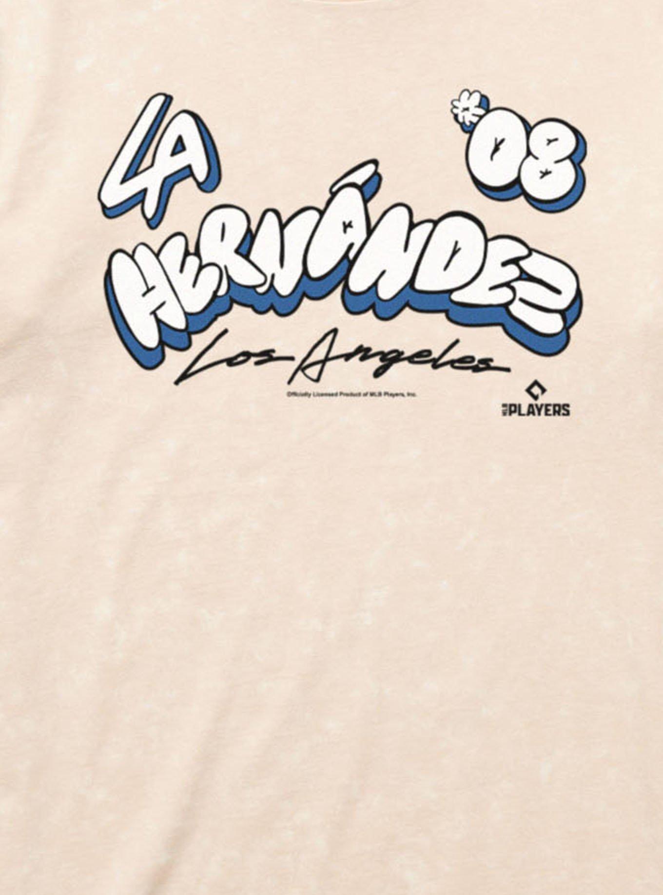 MLB Los Angeles Dodgers Enrique Kike Hernandez Bubble Letters 08 Mineral Wash T-Shirt Box Lunch Exclusive, , hi-res