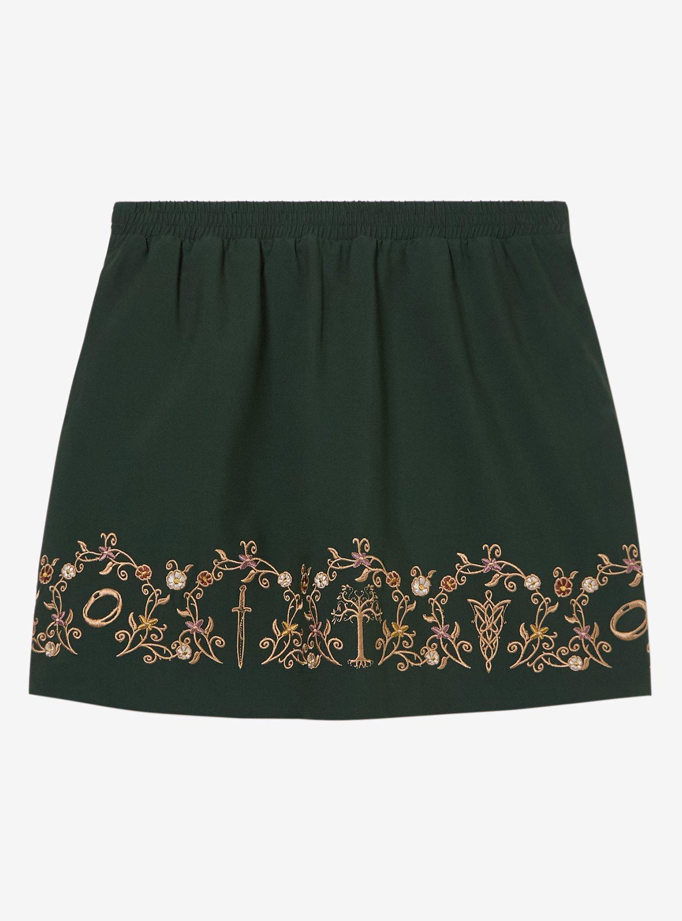 The Lord of The Rings Embroidered Icons Wrap Skirt - BoxLunch Exclusive, GOLD, alternate - view 2