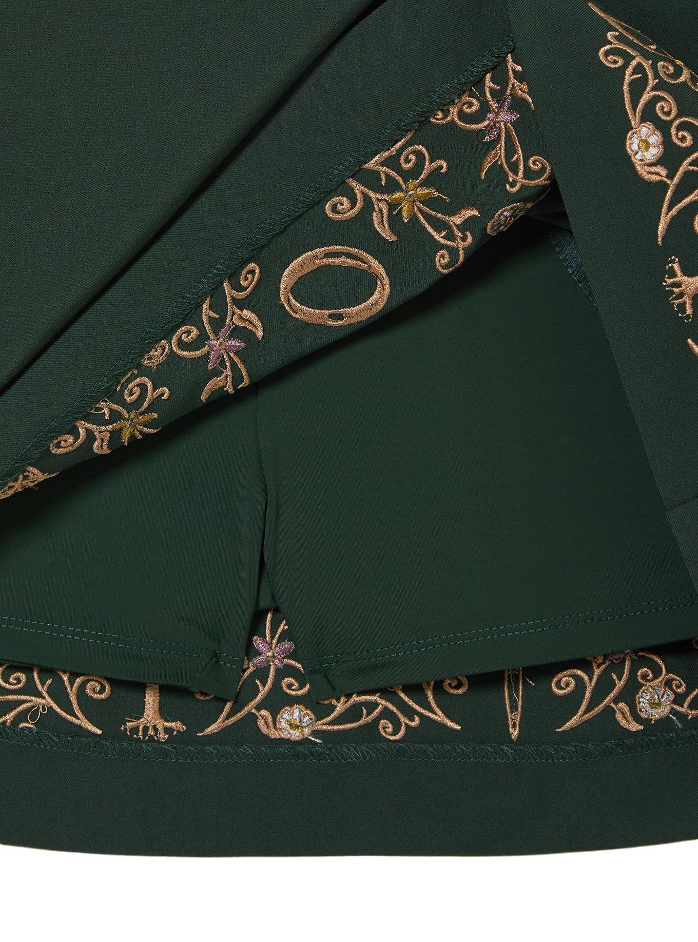 The Lord of The Rings Embroidered Icons Wrap Skirt - BoxLunch Exclusive, GOLD, alternate - view 3