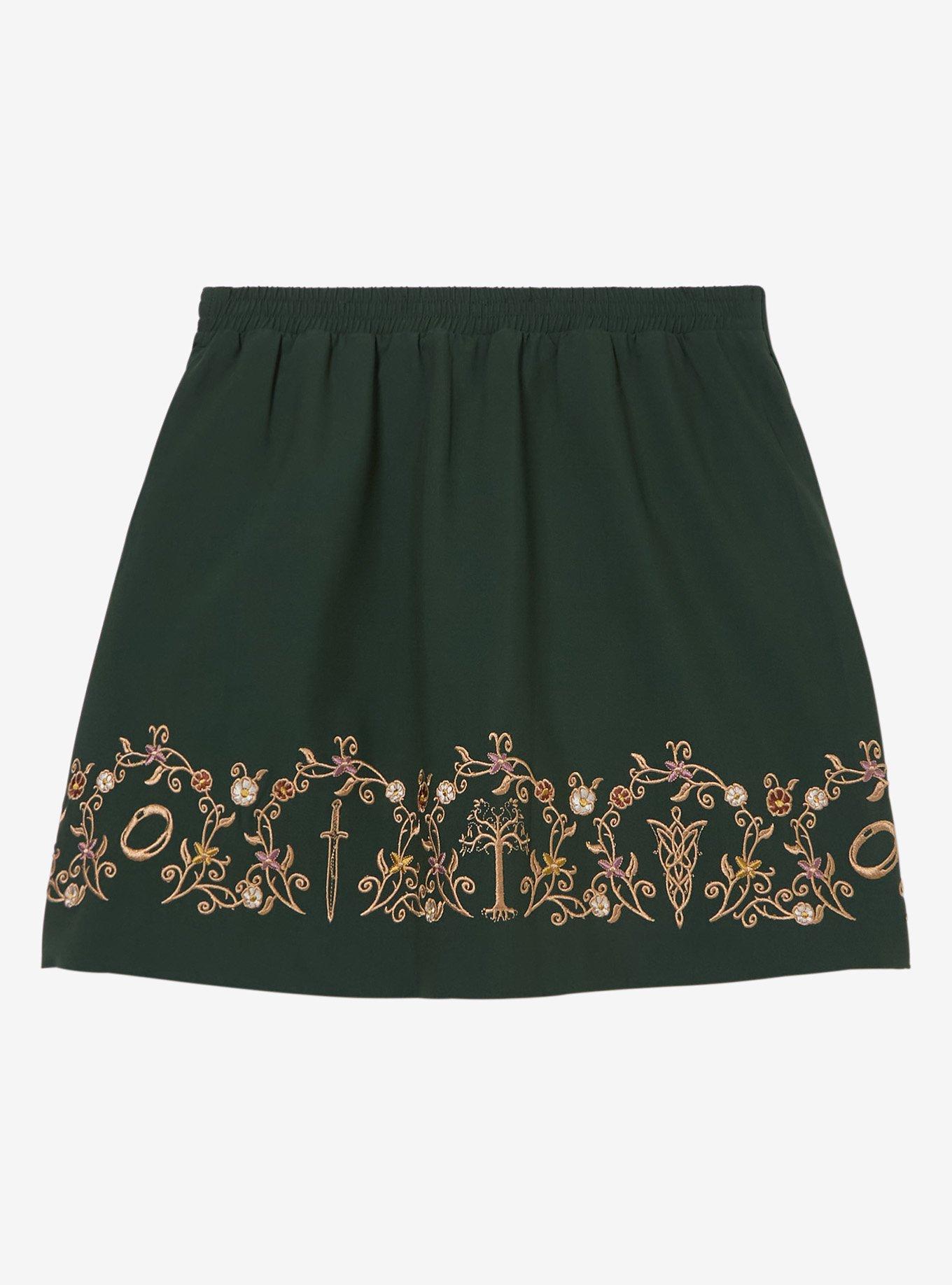 The Lord of The Rings Embroidered Icons Plus Size Wrap Skirt - BoxLunch Exclusive, GOLD, alternate - view 2