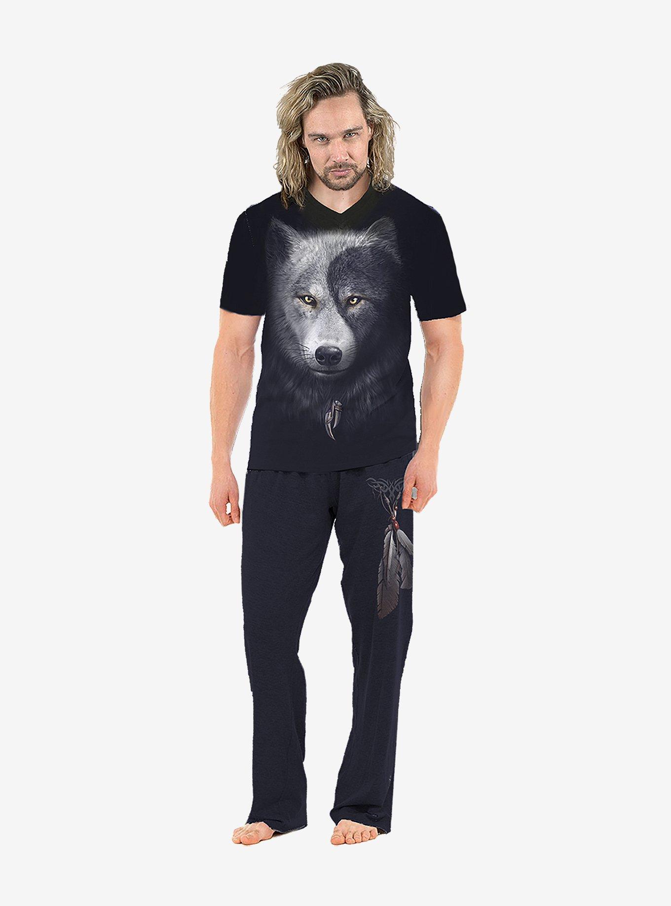 Wolf Chi 4pc Gothic Pajama Set, BLACK, alternate