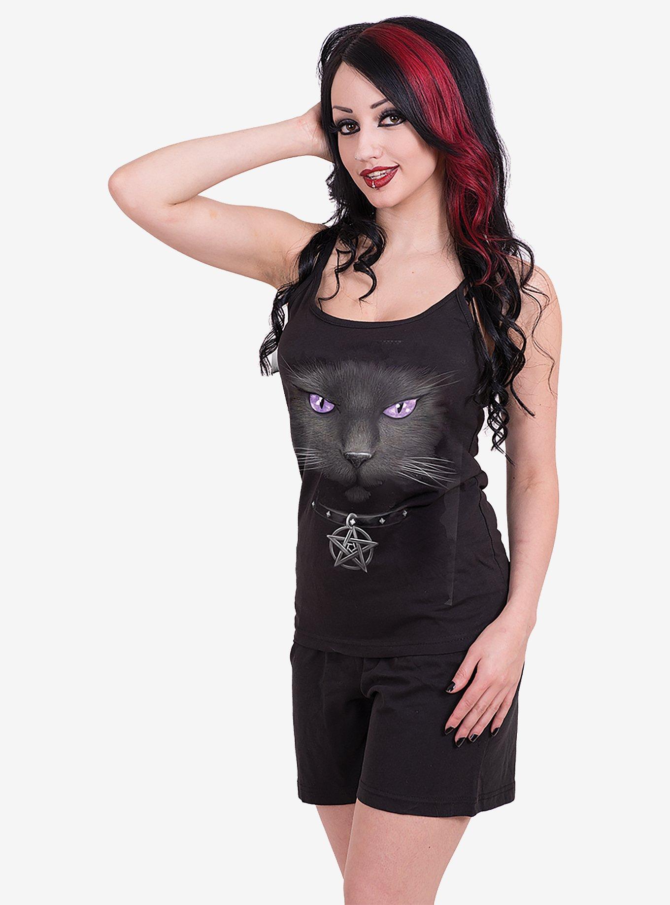 Bright Eyes 4pc Gothic Pajama Set, BLACK, alternate