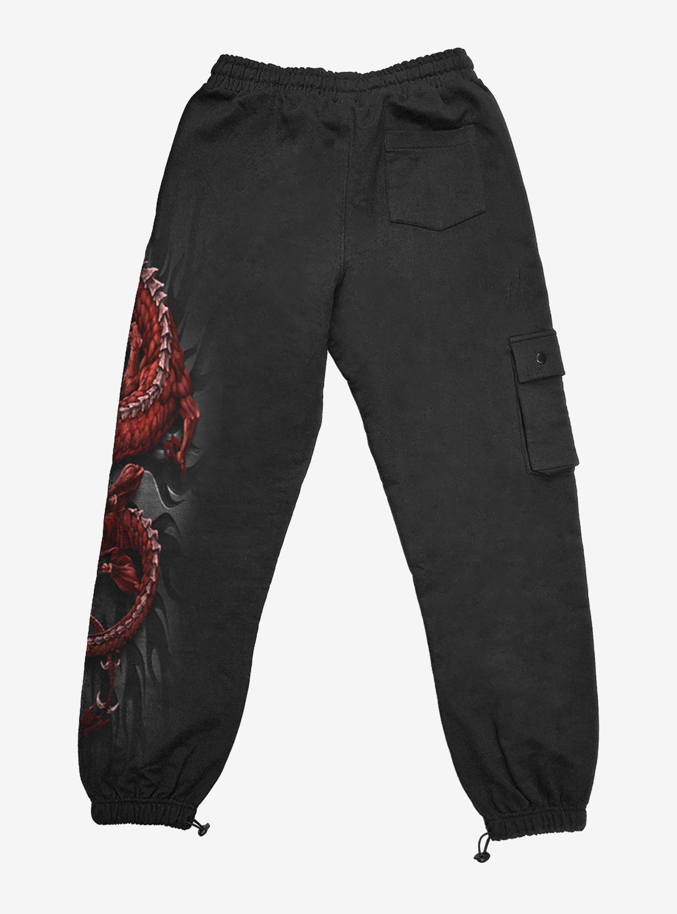 Crimson Dragon Casual Cargo Joggers, BLACK, alternate