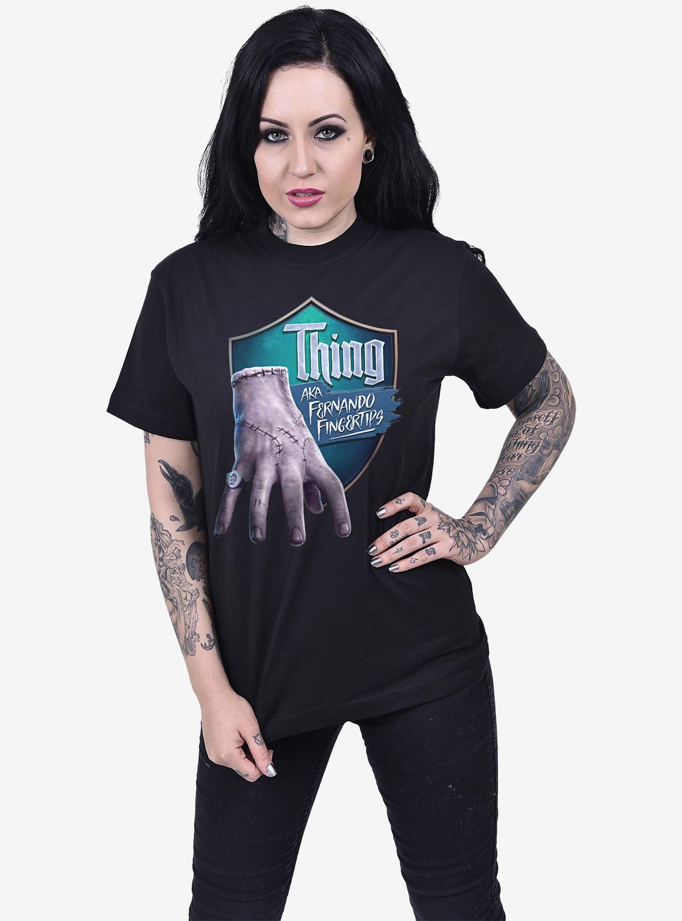 Wednesday Thing Fernando Fingertips Front Print T-Shirt, , hi-res