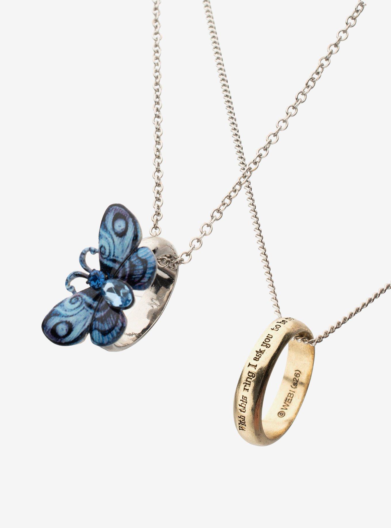 Corpse Bride Butterfly Quote Ring Best Friend Necklace Set, , alternate - view 3