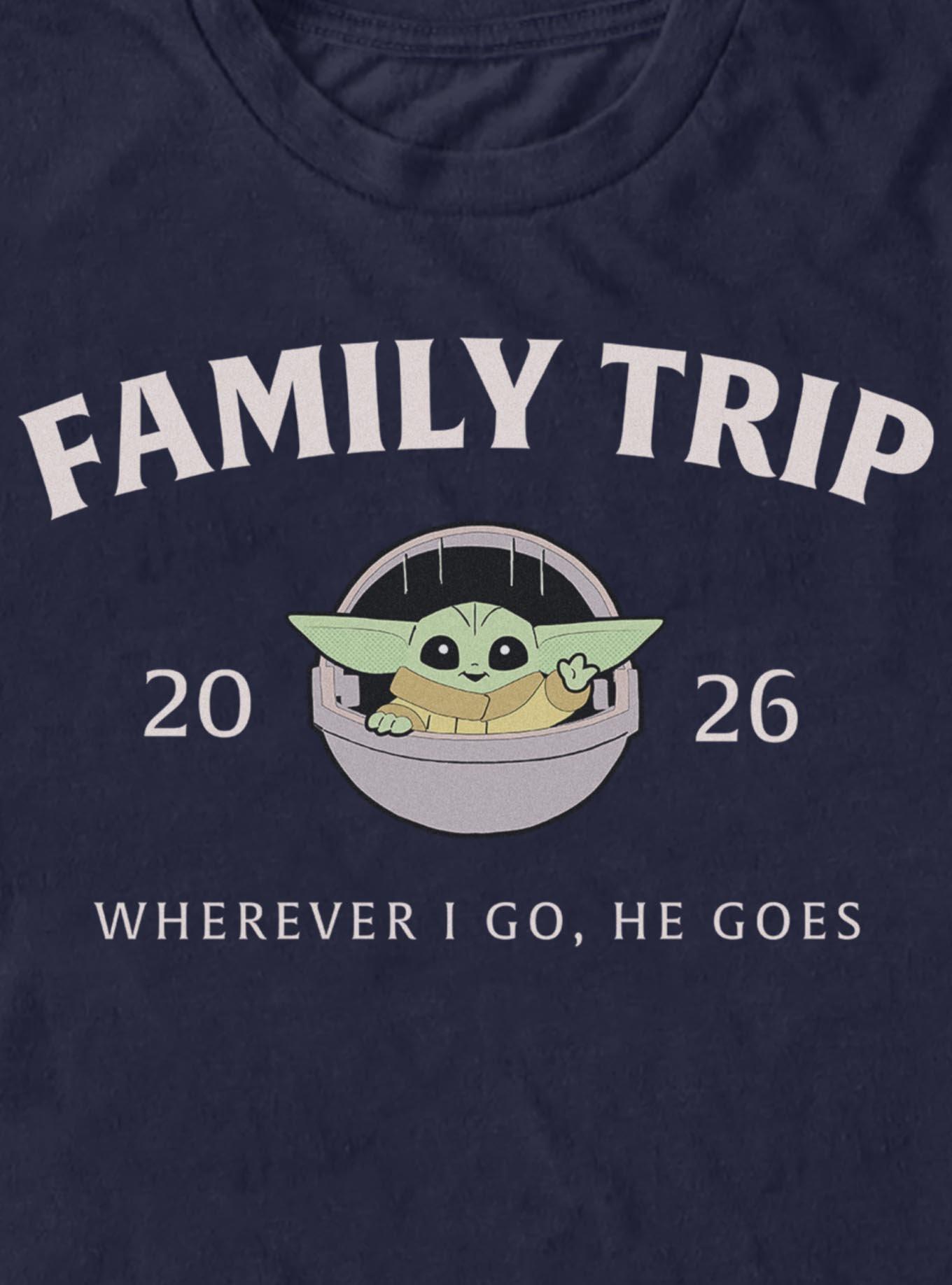 Star Wars The Mandalorian Family Trip 2026 Wherever I Go He Goes Grogu T-Shirt, , hi-res
