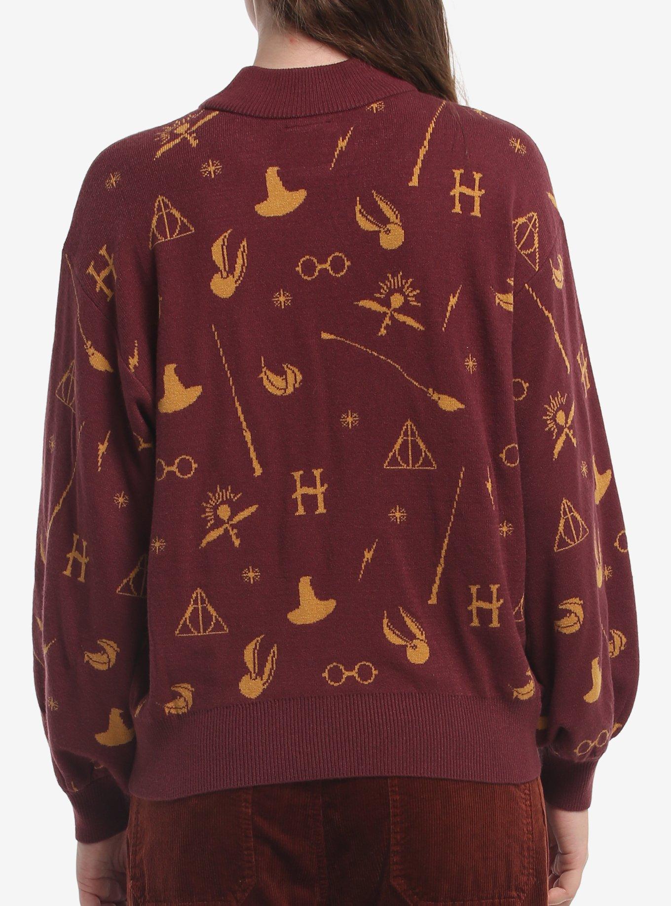 Harry Potter Icons Bishop Sleeve Sweater Her Universe Exclusive, BURGUNDY, alternate - view 3