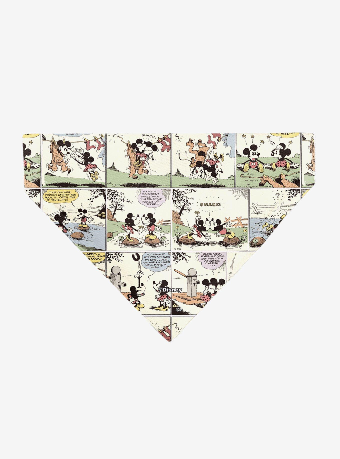 Disney Mickey and Minnie Mouse Vintage Comic Strip Scenes Slip On Collar Pet Bandana - Bandana Only, , hi-res