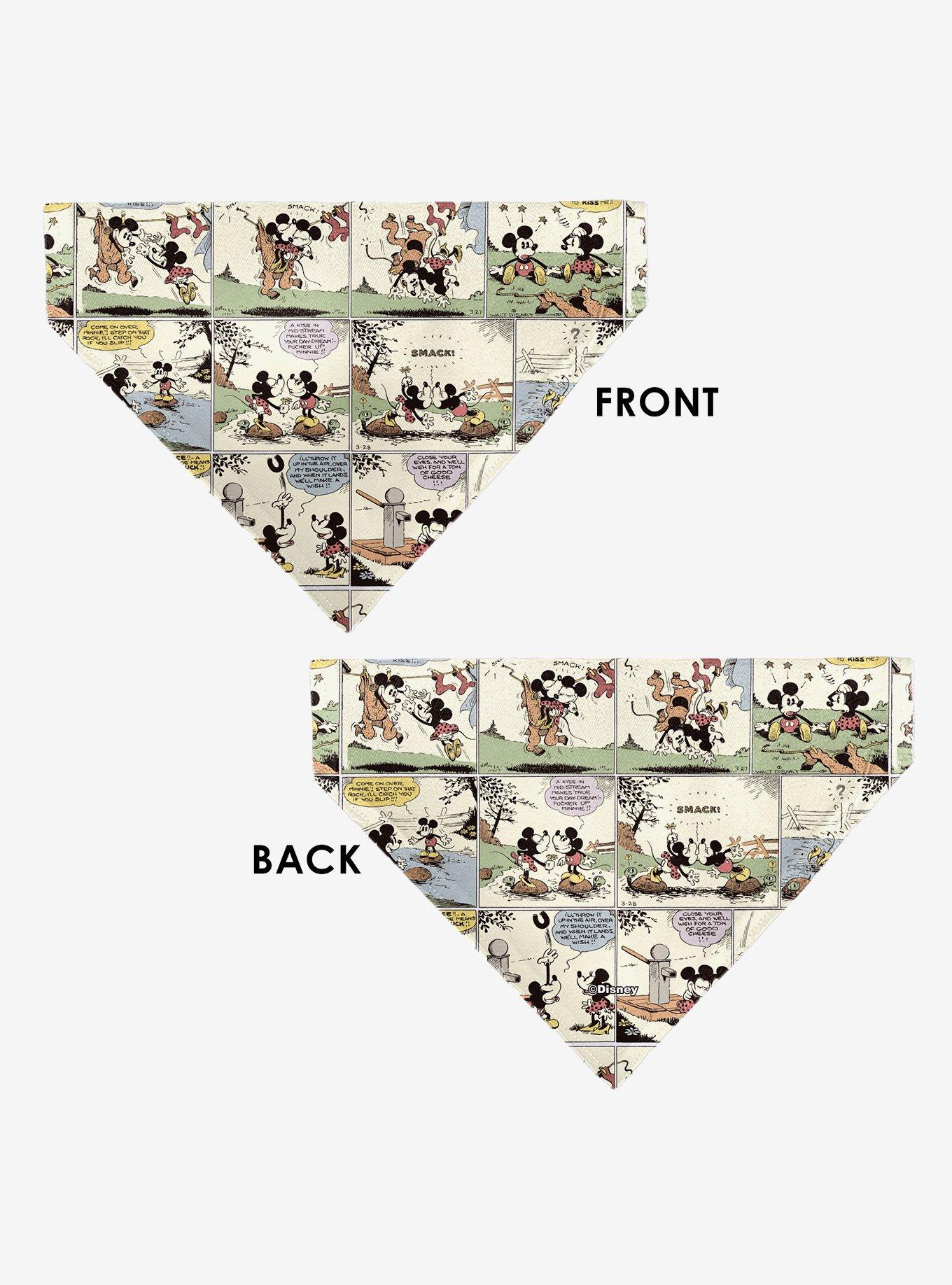 Disney Mickey and Minnie Mouse Vintage Comic Strip Scenes Slip On Collar Pet Bandana - Bandana Only, , alternate