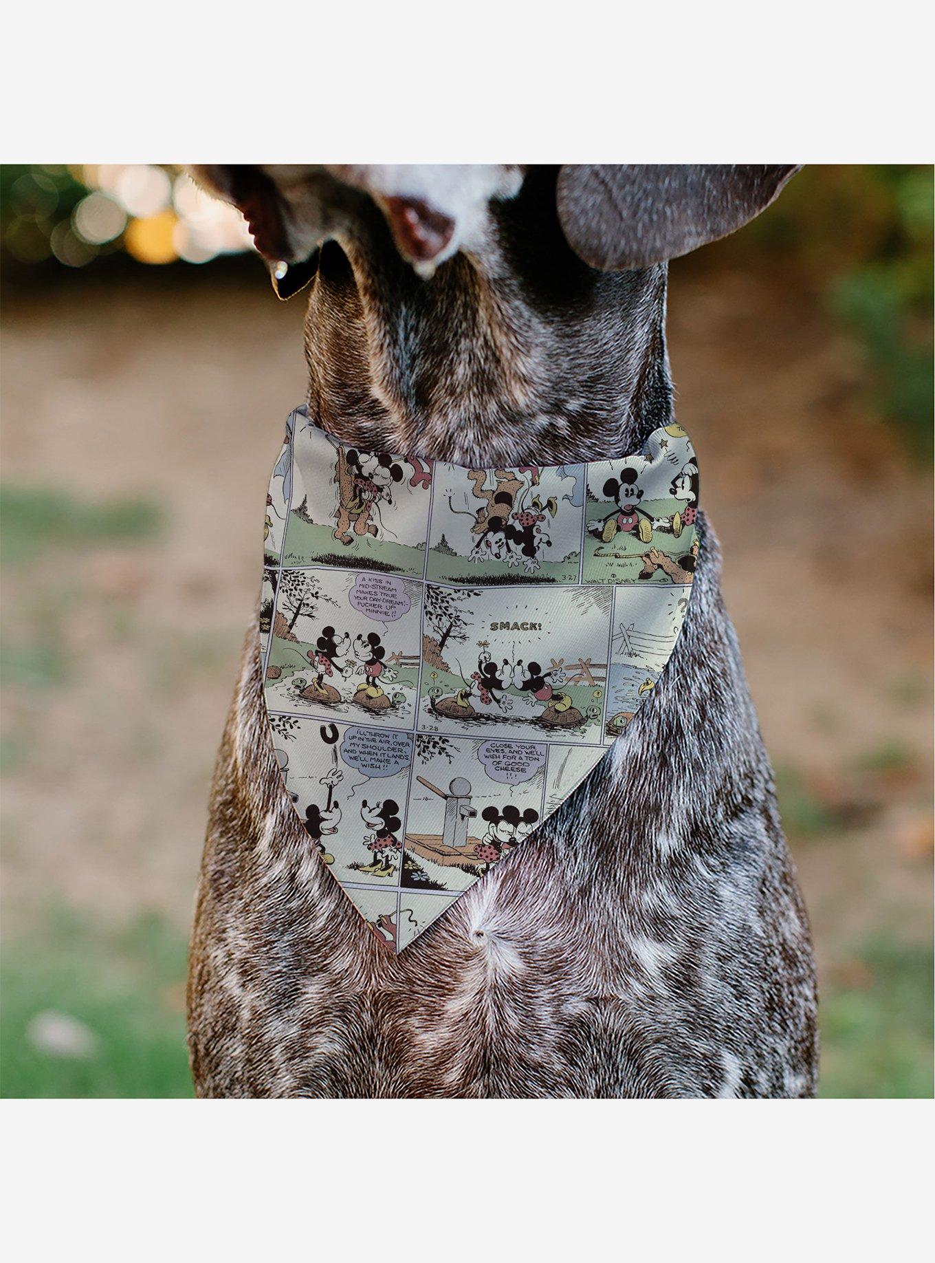 Disney Mickey and Minnie Mouse Vintage Comic Strip Scenes Slip On Collar Pet Bandana - Bandana Only, , alternate