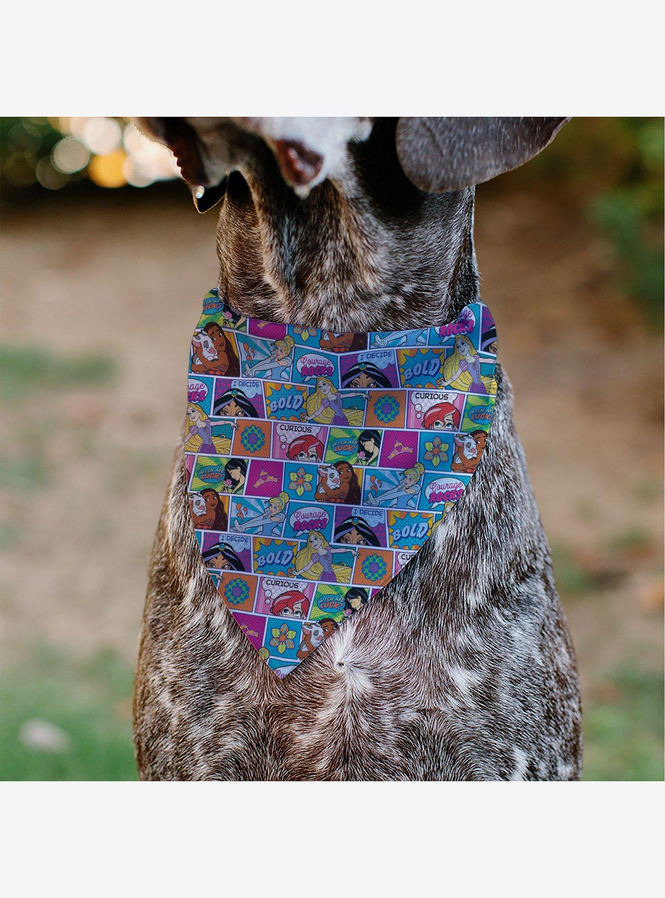 Disney Princess Pose and Quote Pop Art Blocks Slip On Collar Pet Bandana - Bandana Only, , alternate