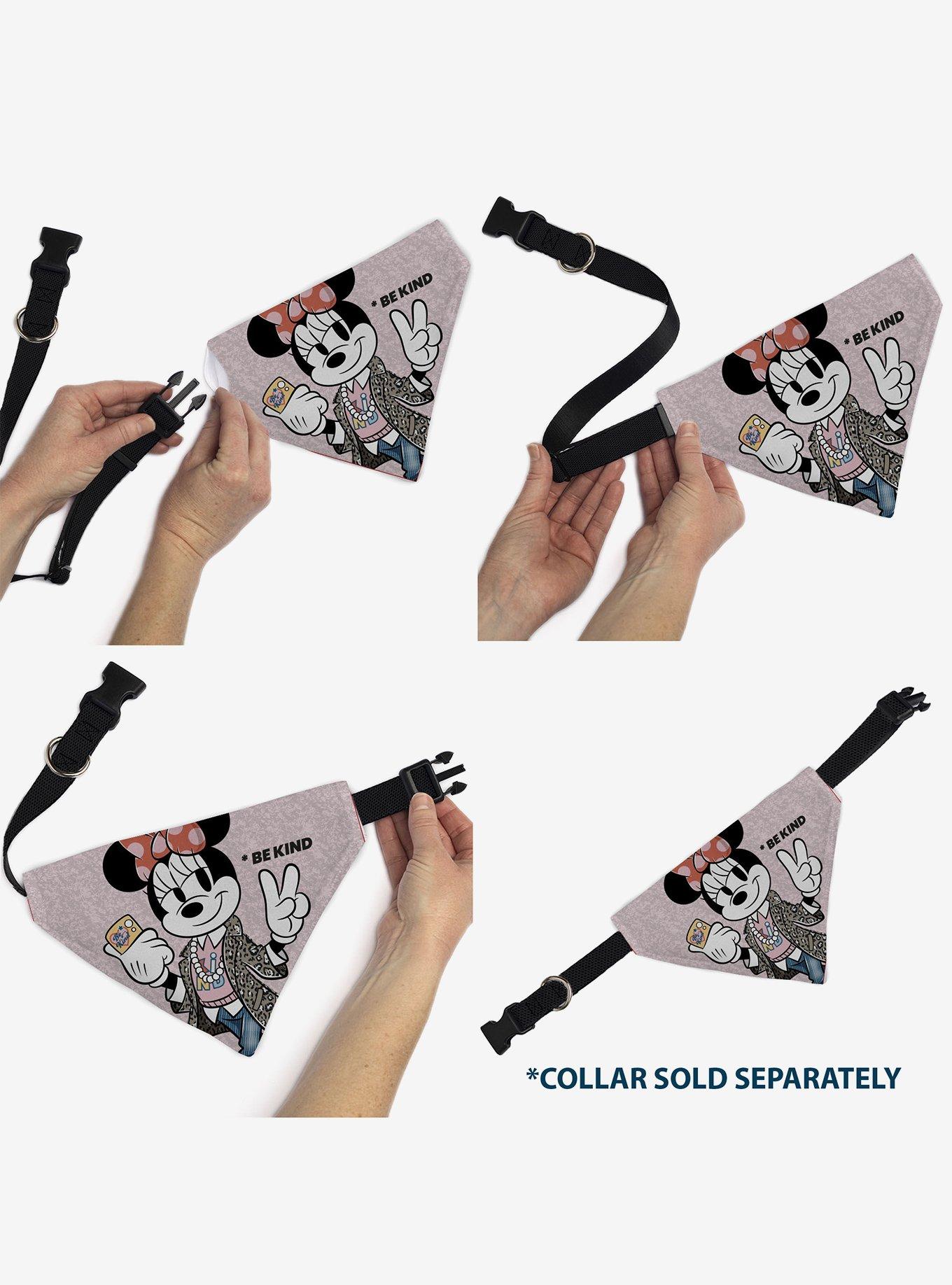 Disney Minnie Mouse Be Kind Peace Pose Slip On Collar Pet Bandana - Bandana Only, , alternate