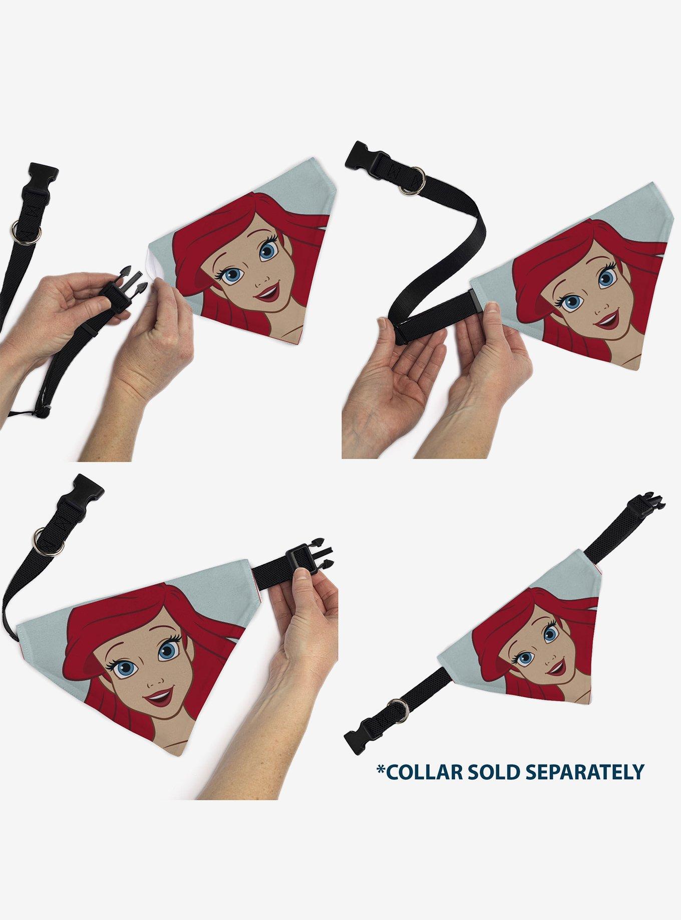 Disney The Little Mermaid Ariel Face Close Up Light Slip On Collar Pet Bandana - Bandana Only, , alternate