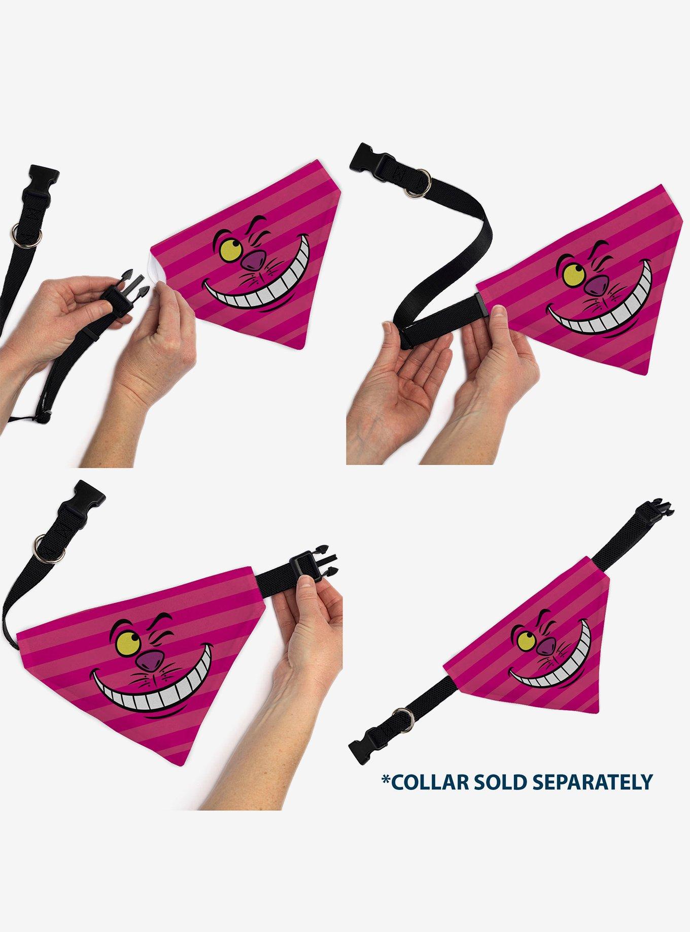 Disney Alice in Wonderland Cheshire Cat Winking Smile Slip On Collar Pet Bandana - Bandana Only, , alternate