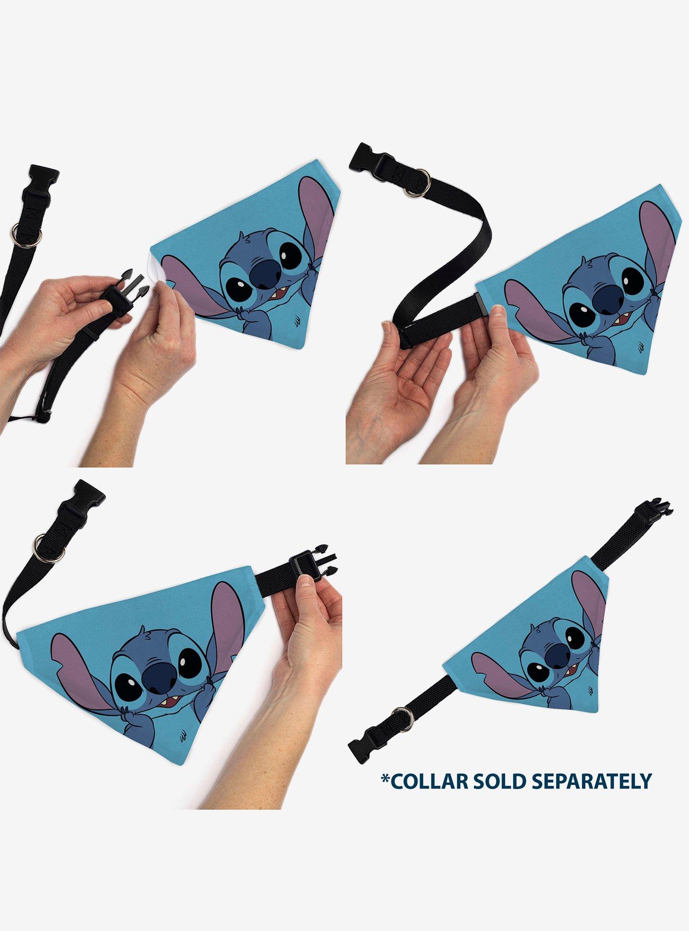 Disney Stitch Grinning Pose Blue Slip On Collar Pet Bandana - Bandana Only, , alternate