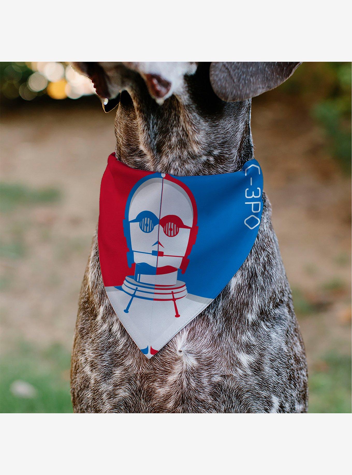 Star Wars Droid C3PO Text and Pop Art Pose Slip On Collar Pet Bandana - Bandana Only, , alternate