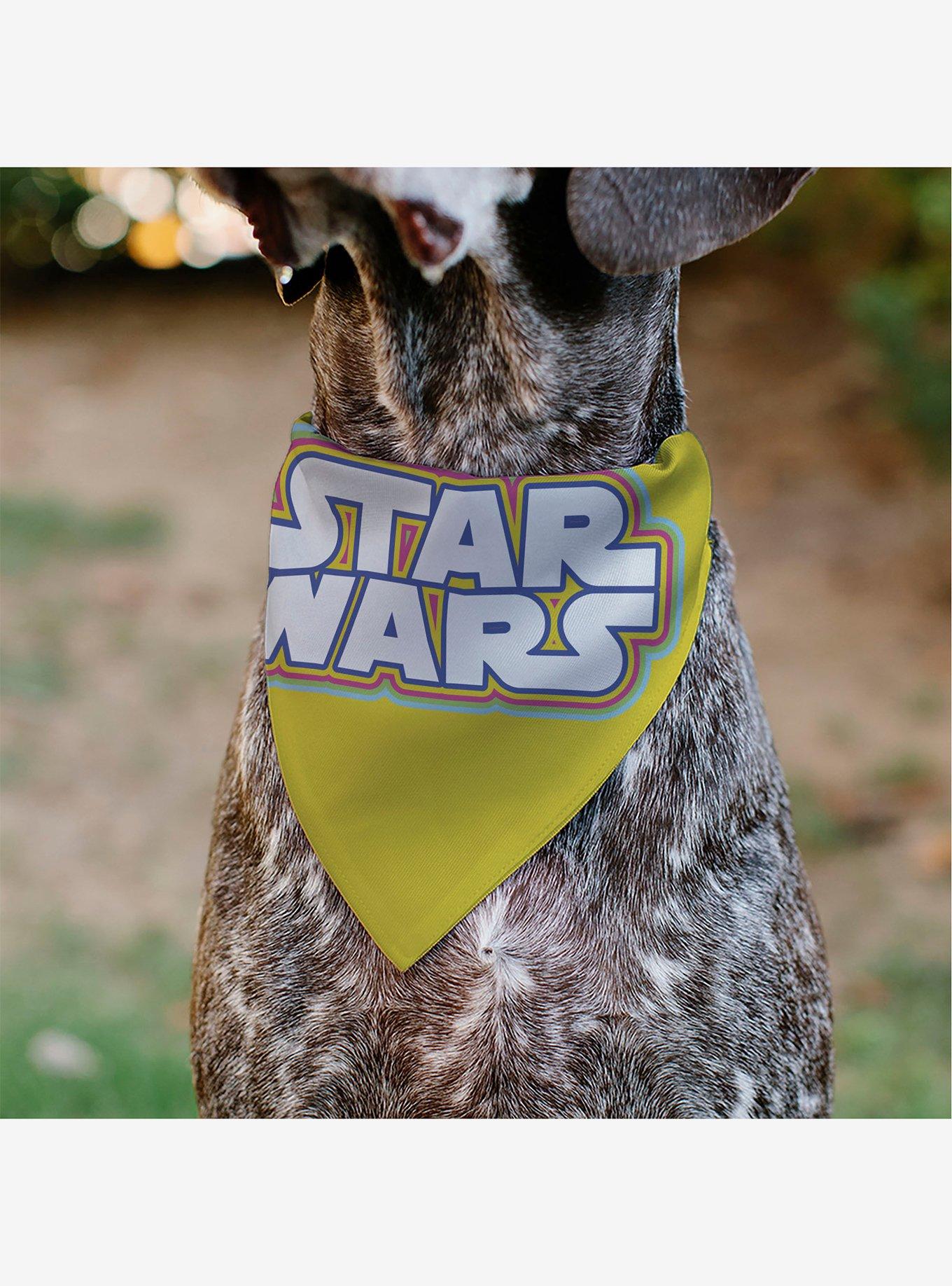 Star Wars Title Logo Yellow Multi Color White Slip On Collar Pet Bandana - Bandana Only, , alternate