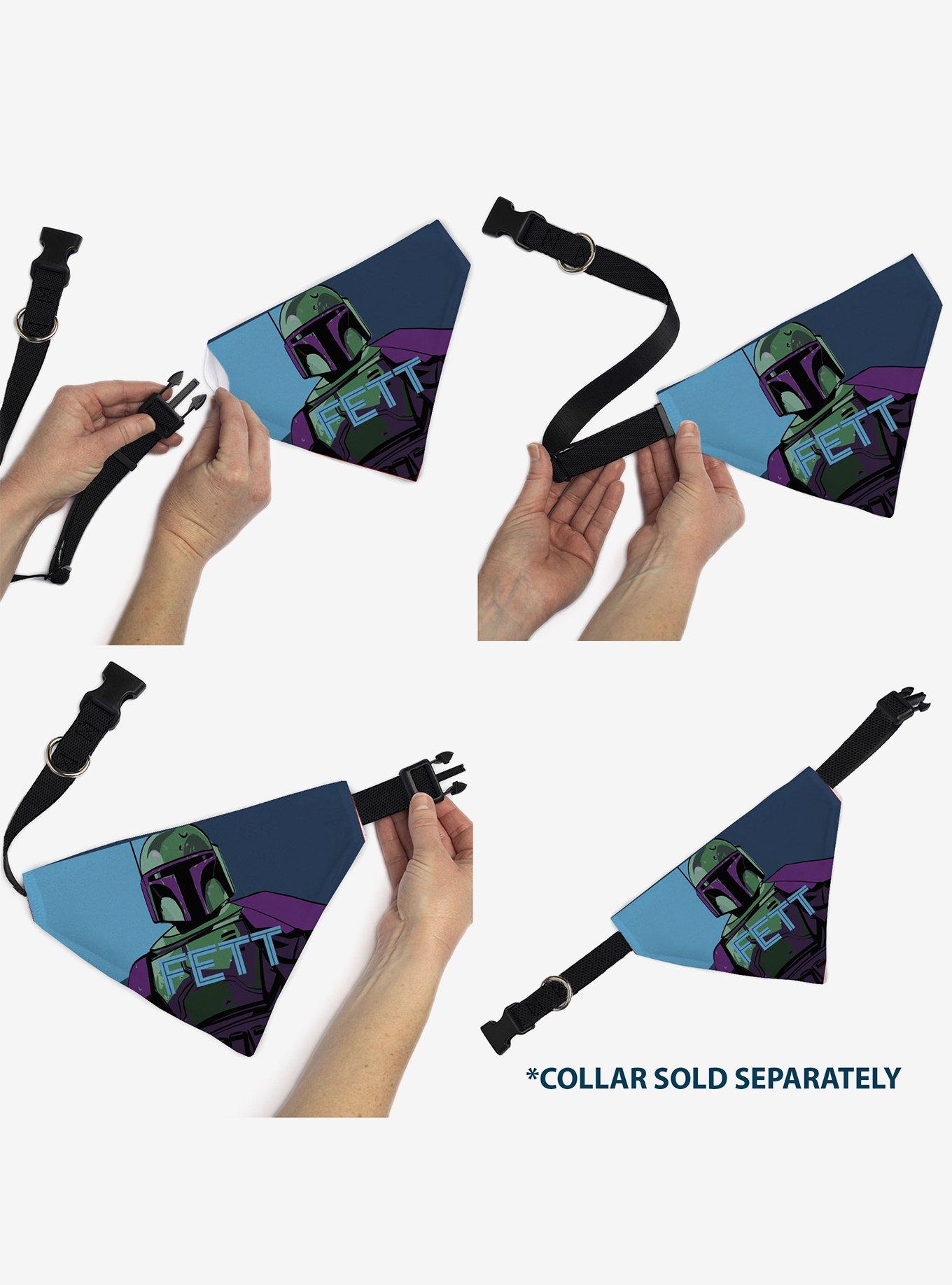 Star Wars Fett Text and Boba Fett Pop Art Pose Slip On Collar Pet Bandana - Bandana Only, , alternate