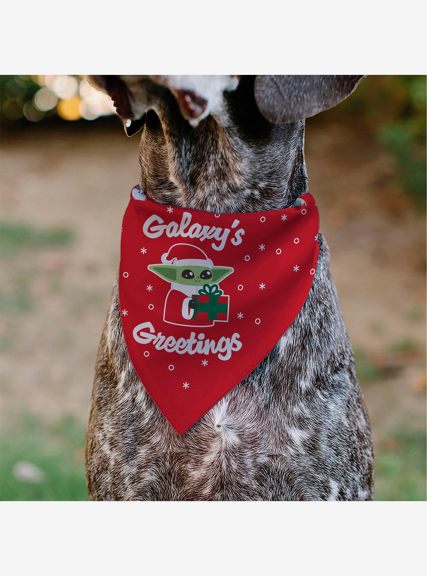 Star Wars Holiday Grogu Baby Yoga Galaxy Greeting Icons Red Slip On Collar Pet Bandana - Bandana Only, , alternate