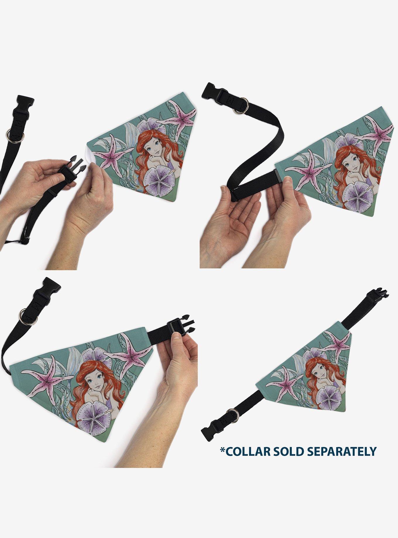 Disney The Little Mermaid Ariel Pose and Shells Sketch Slip On Collar Pet Bandana - Bandana Only, , alternate