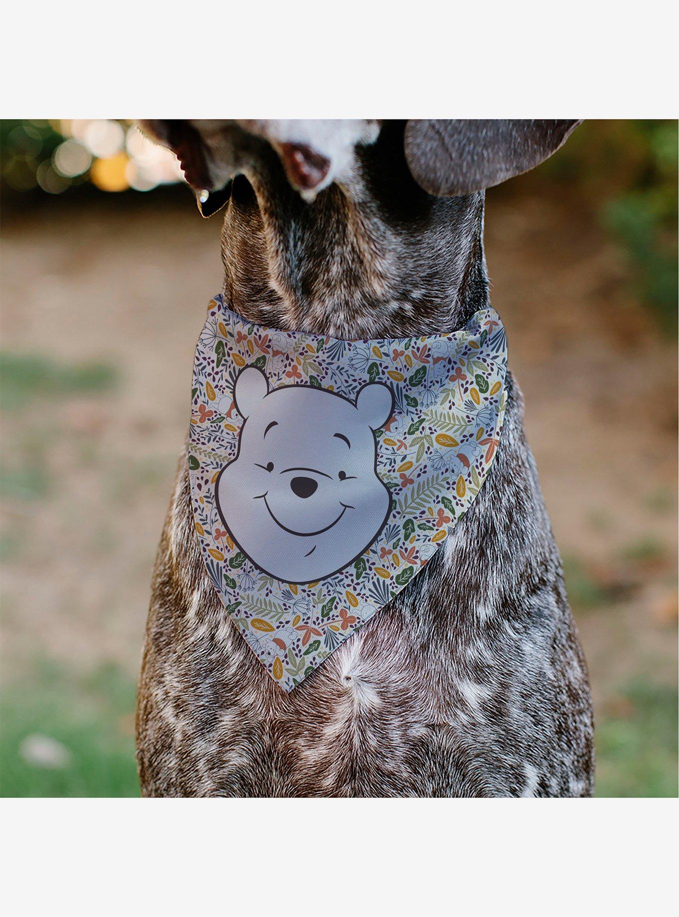 Disney Winnie the Pooh Smiling Face Foliage Collage Slip On Collar Pet Bandana - Bandana Only, , alternate - view 4